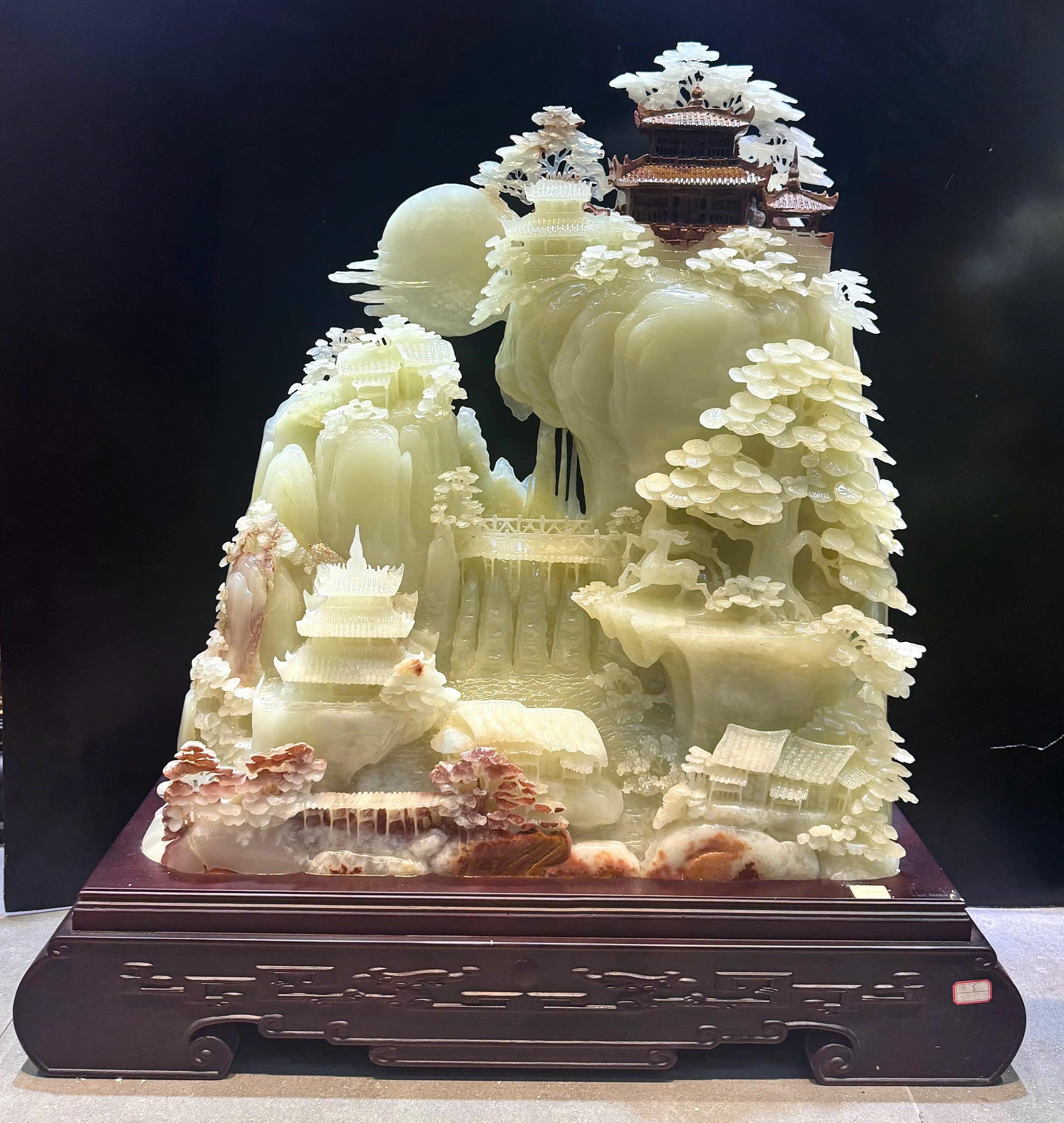 Bồng Lai Tiên Cảnh Ngọc Onyx Trực Cảnh Bảo Vật Sơn Thủy Hữu Tình