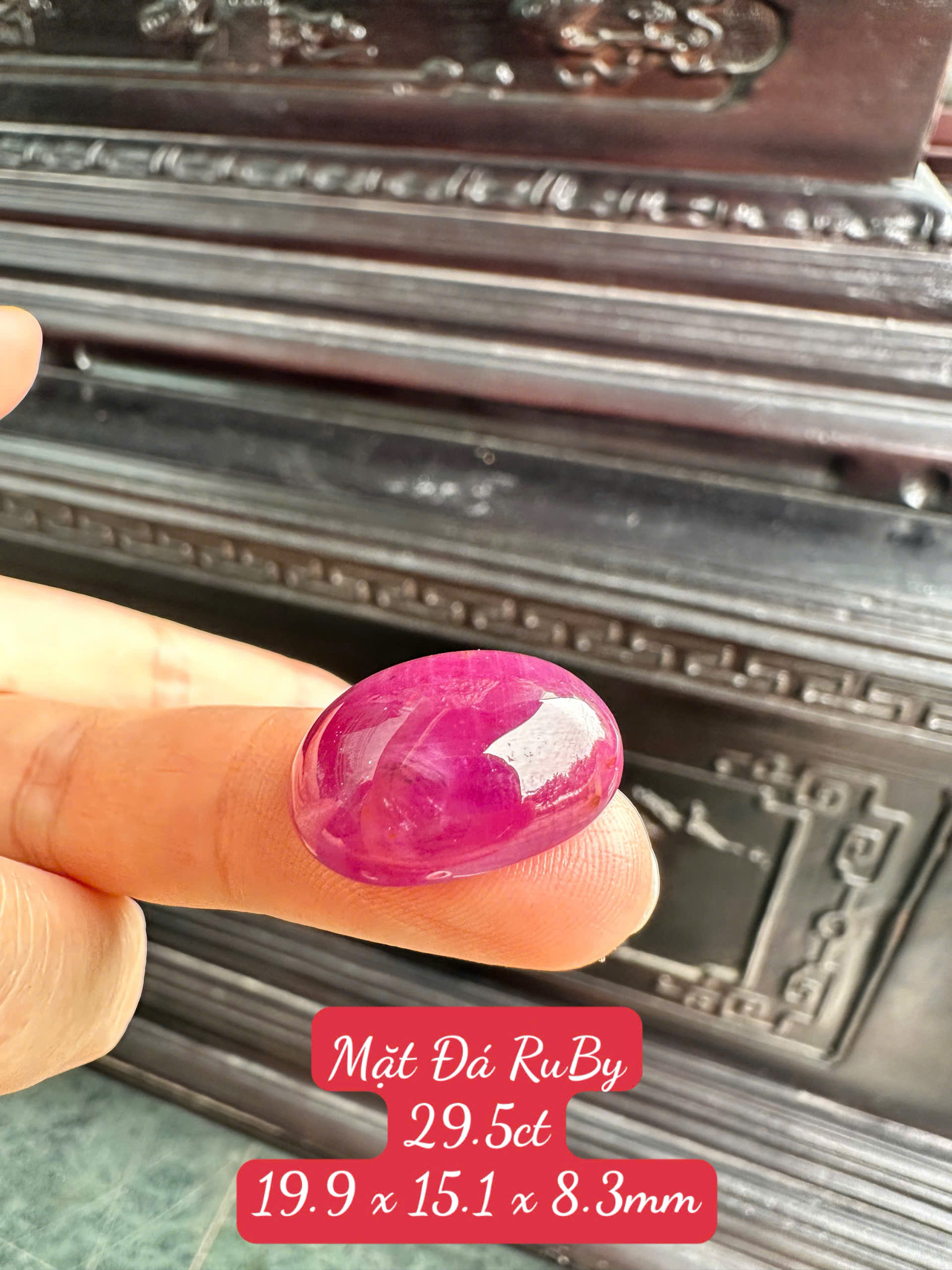 Mặt Trứng Đá Quý Ruby Tự Nhiên Quyền Lực Vương Giả, May Mắn Tối Cao