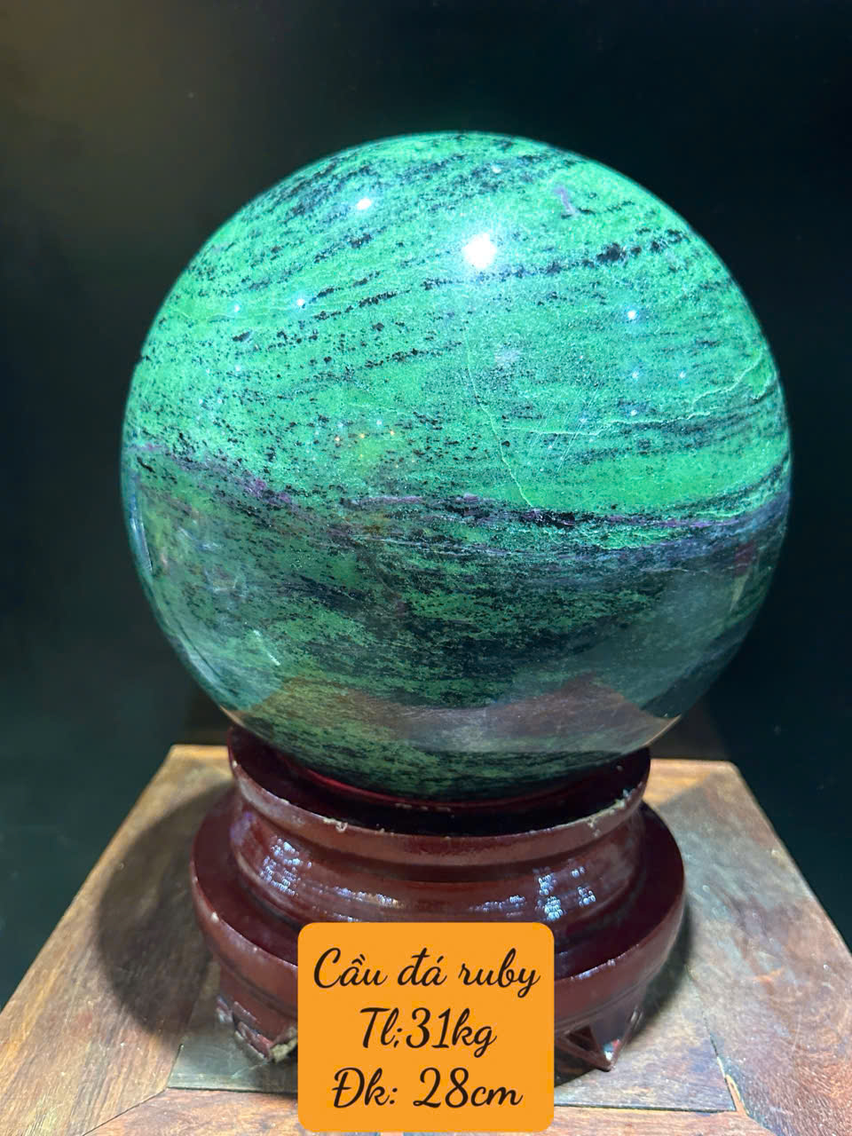 Quả Cầu Đá Ruby Tự Nhiên 28cm Vua Các Loài Đá Quý, Đỉnh Cao Vương Giả
