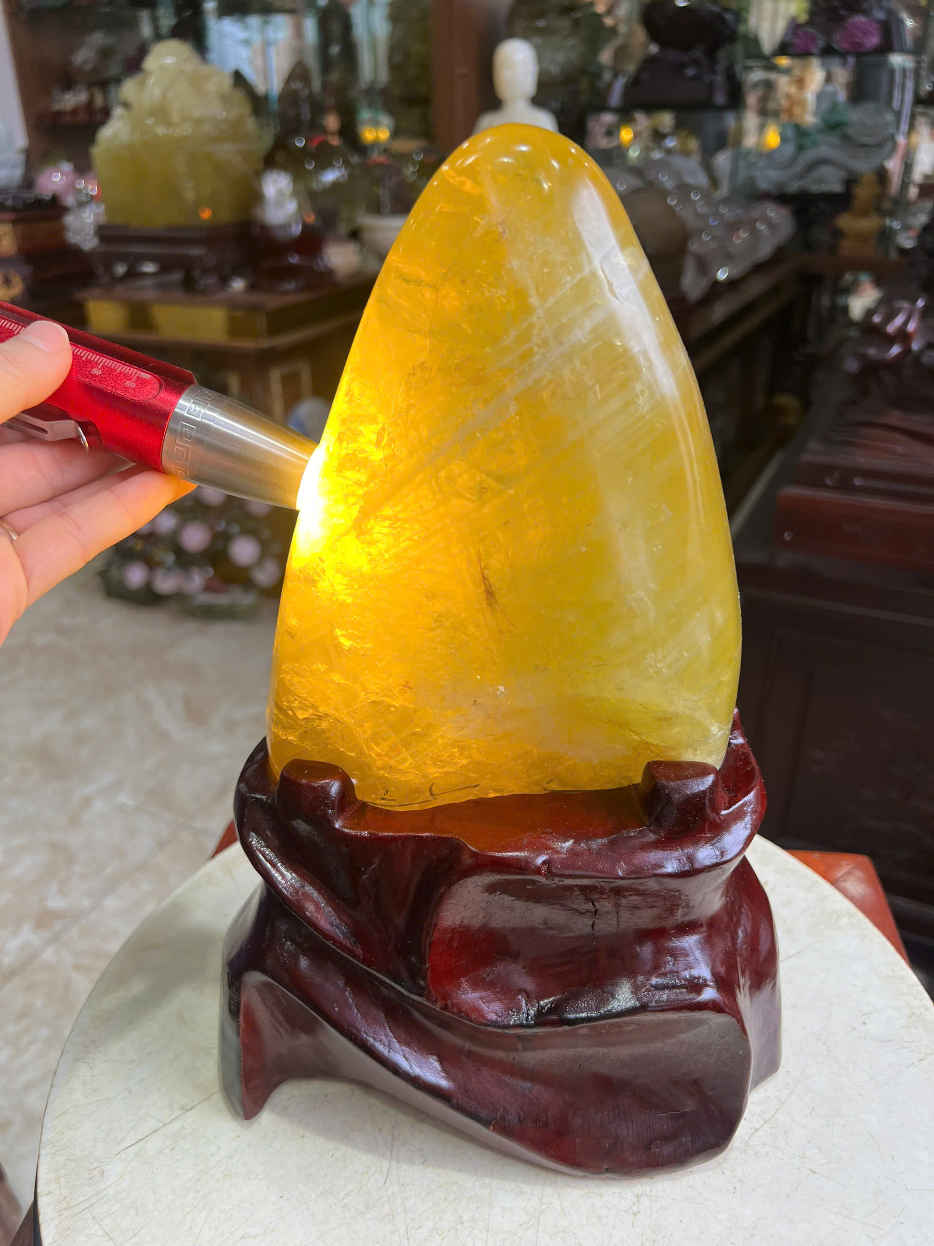Núi Cảnh Đá Thạch Anh Vàng Kim Quang Khai Tộc Tụ Tài Trấn Trạch
