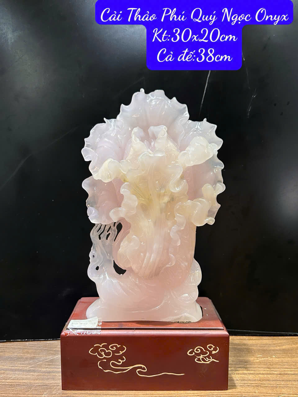 Cải Thảo Phú Quý Ngọc Onyx Hồng Bách Tài Tụ Lộc, Cát Tường Viên Mãn