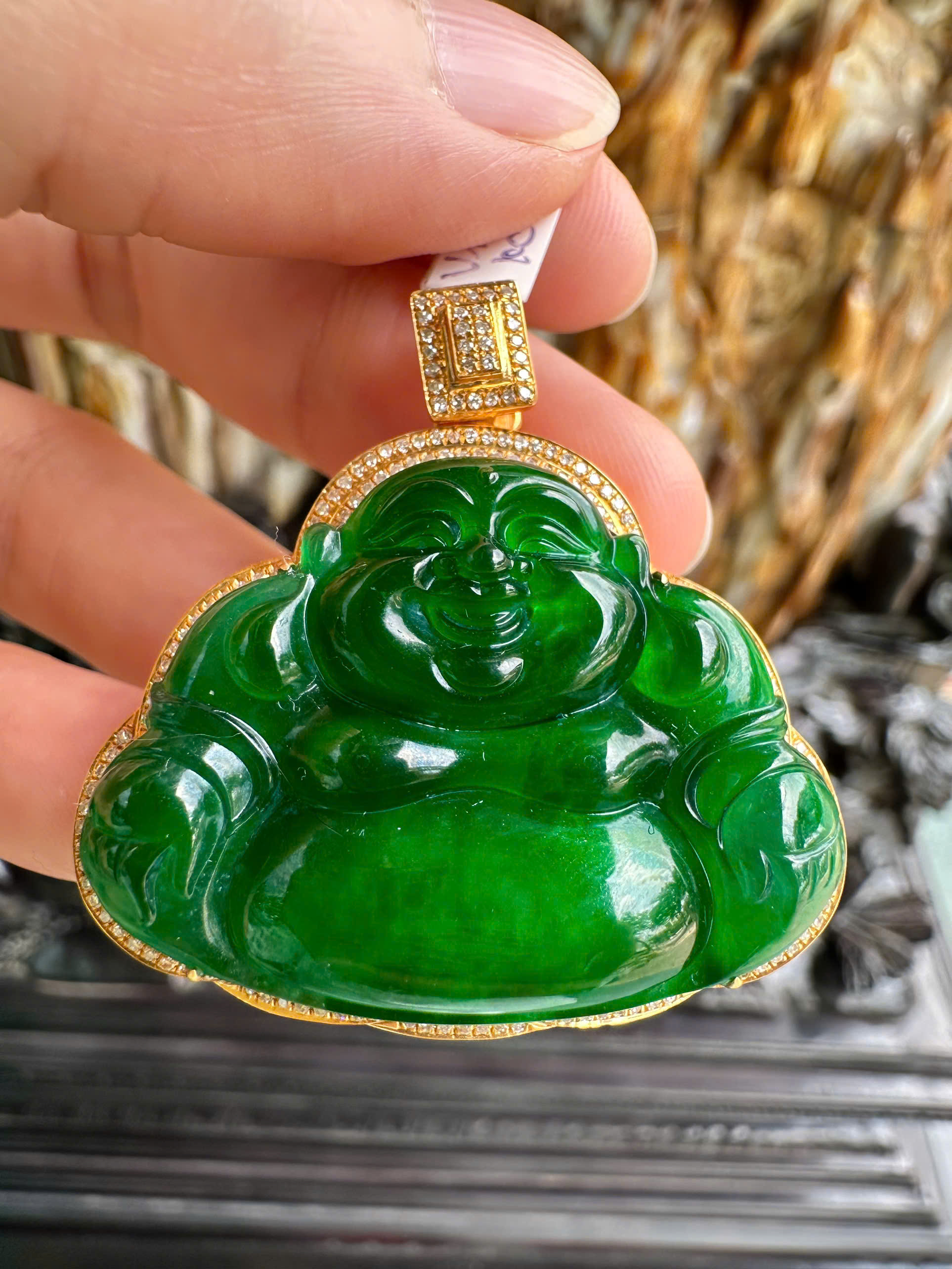 Phật Di Lặc Phỉ Thúy Đế Vương Lục Cát Tường Viên Mãn Tuyệt Tác Phú Quý, Hạnh Phúc Trường Tồn