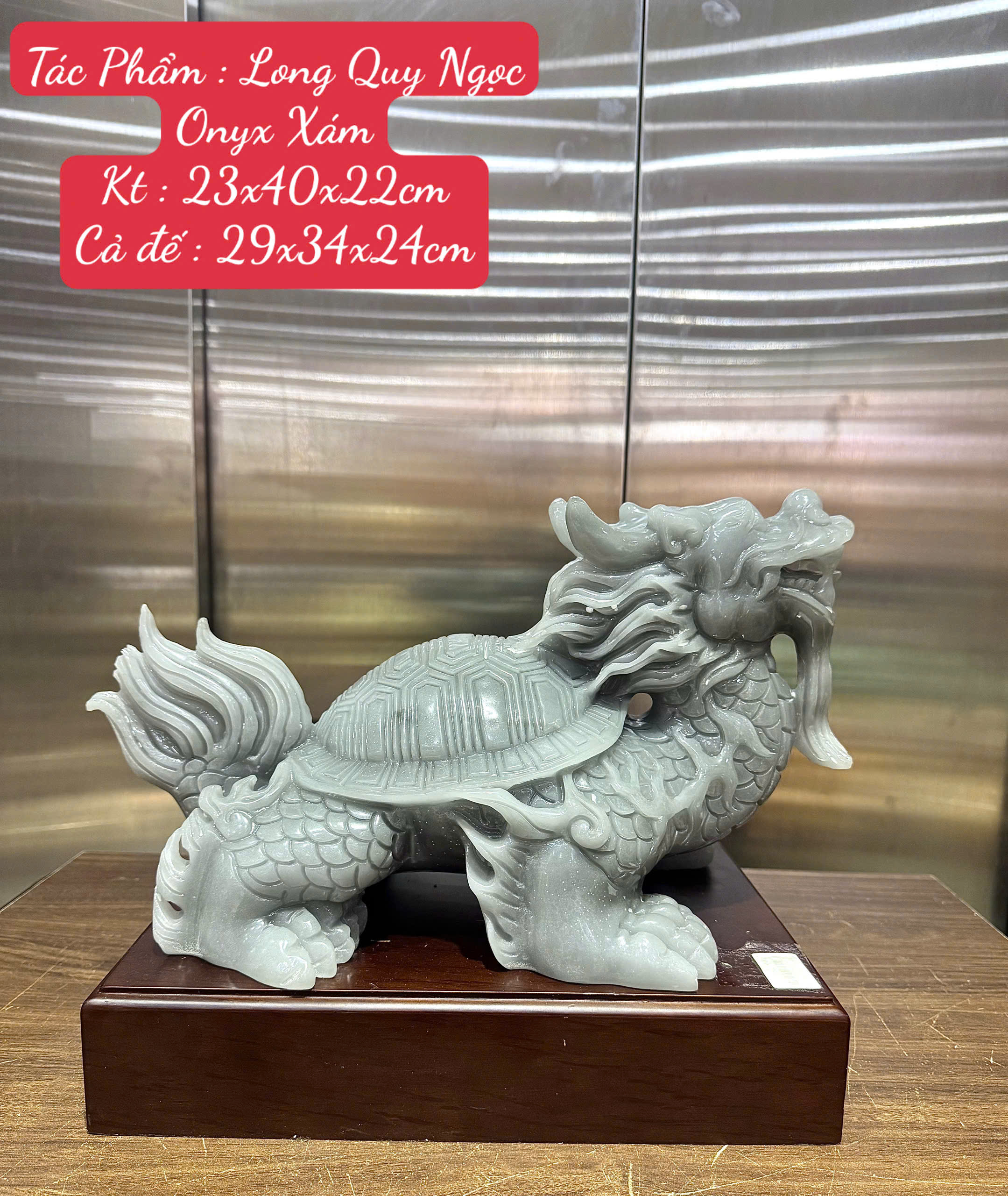 Long Quy Ngọc Onyx Xám Kiệt Tác Trấn Trạch Trừ Tai