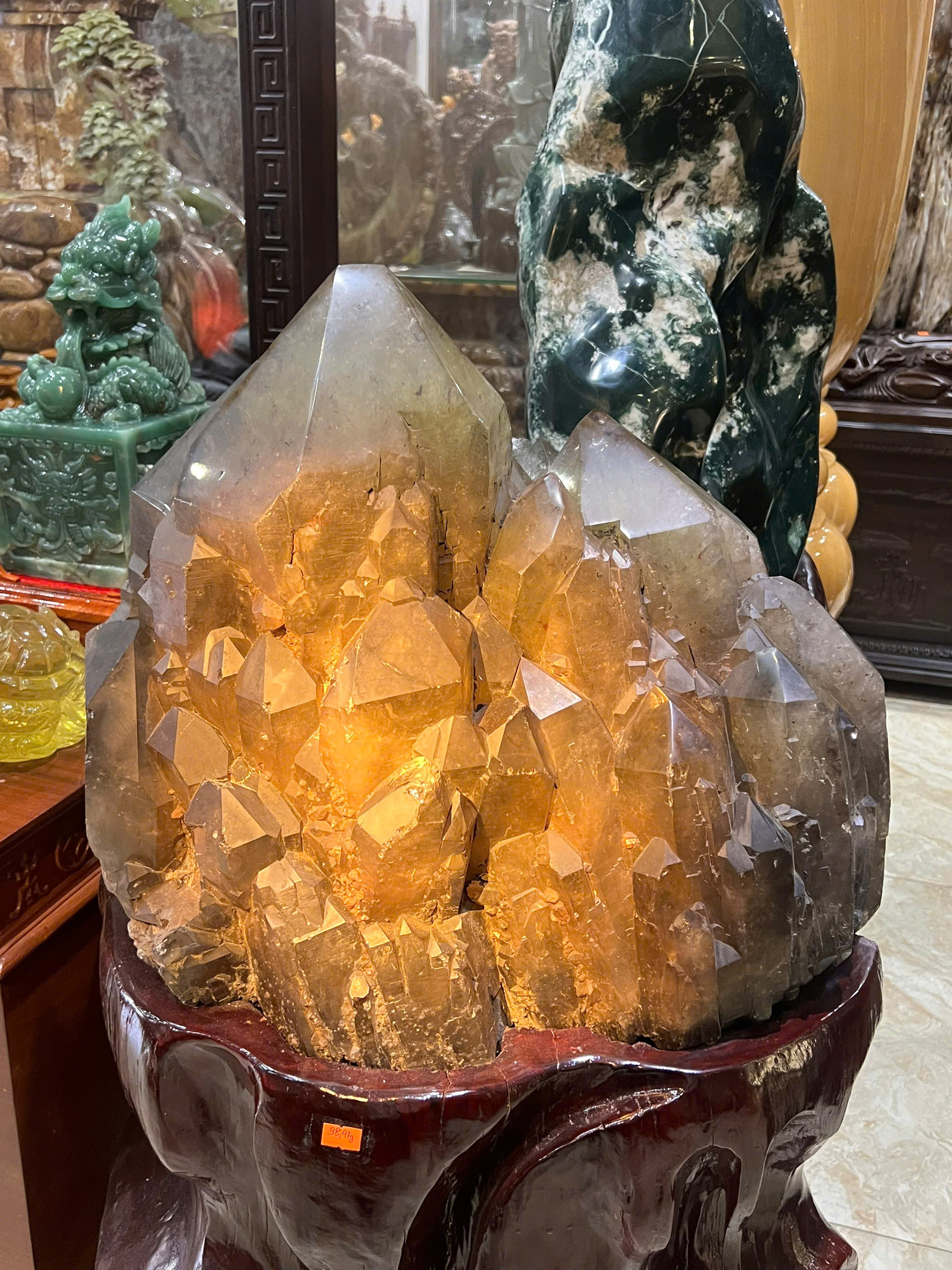 Trụ Tinh Thể Thạch Anh Vàng Trấn Trạch Tụ Tài