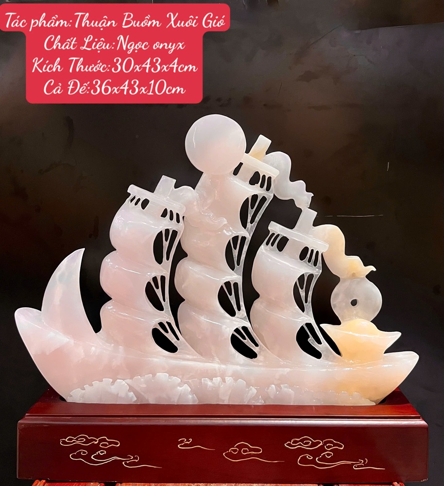 Thuận Buồm Xuôi Gió Ngọc Onyx Hồng - Quà Tặng Cao Cấp