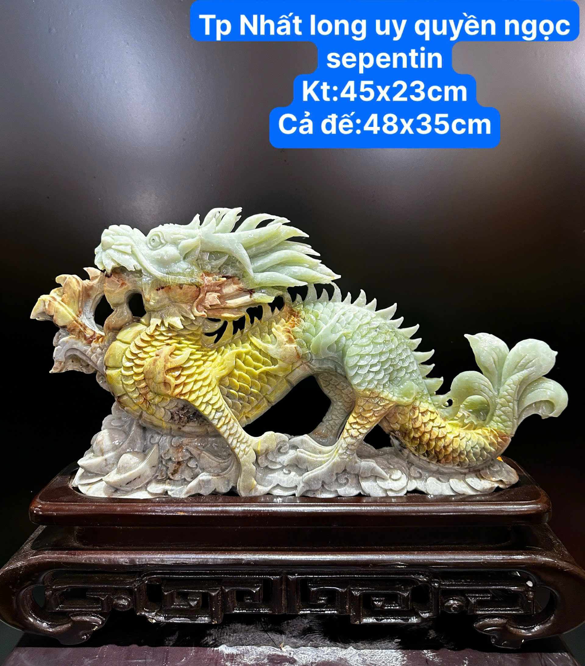 Nhất Long Uy Quyền ngọc serpentine biểu tượng tôn vinh vị thế, khẳng định bản lĩnh và củng cố công danh