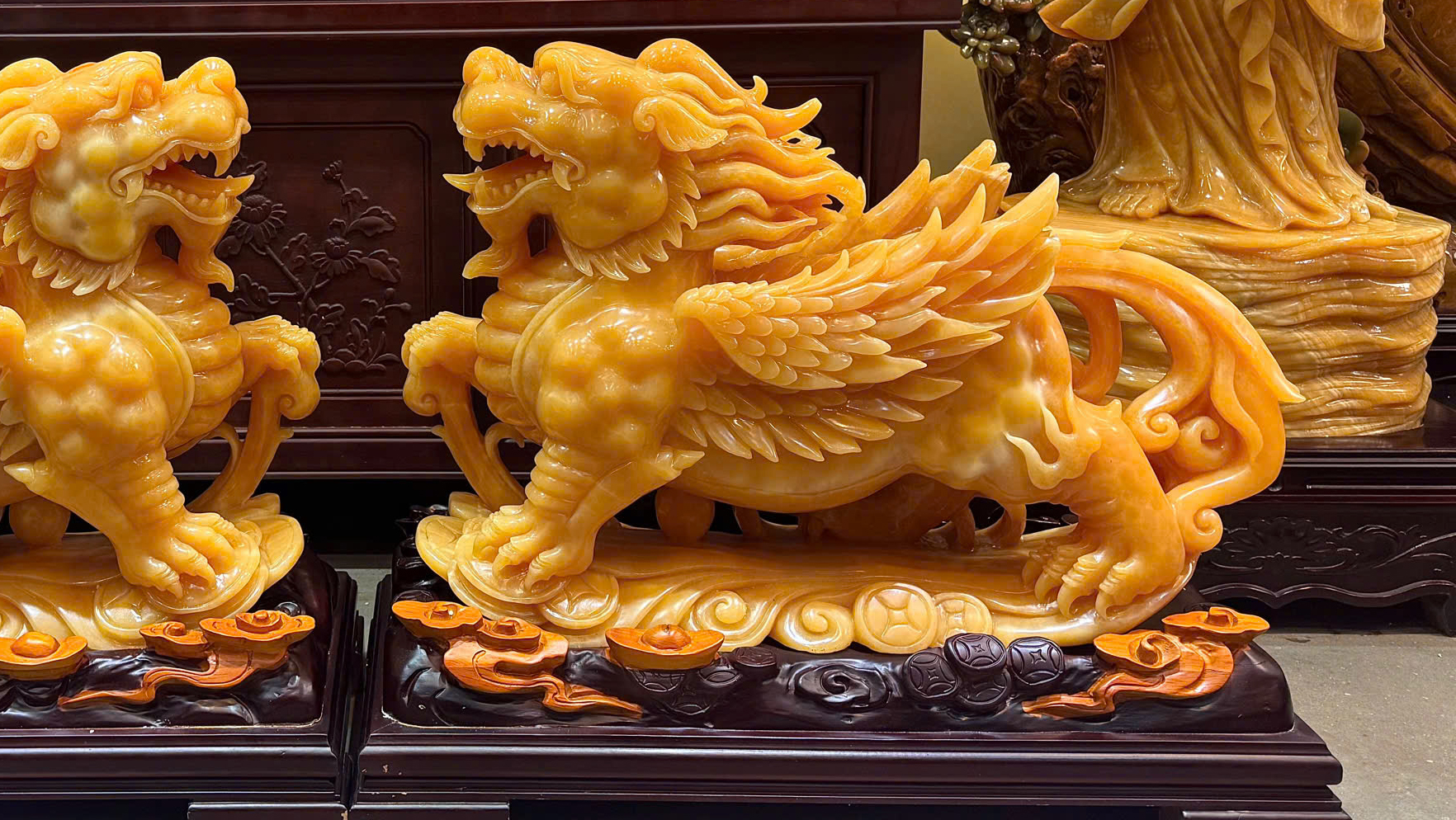 Cặp Tỳ Hưu Cánh Tiên Ngọc Hoàng Long Kích Hoạt Uy Quyền Lãnh Đạo