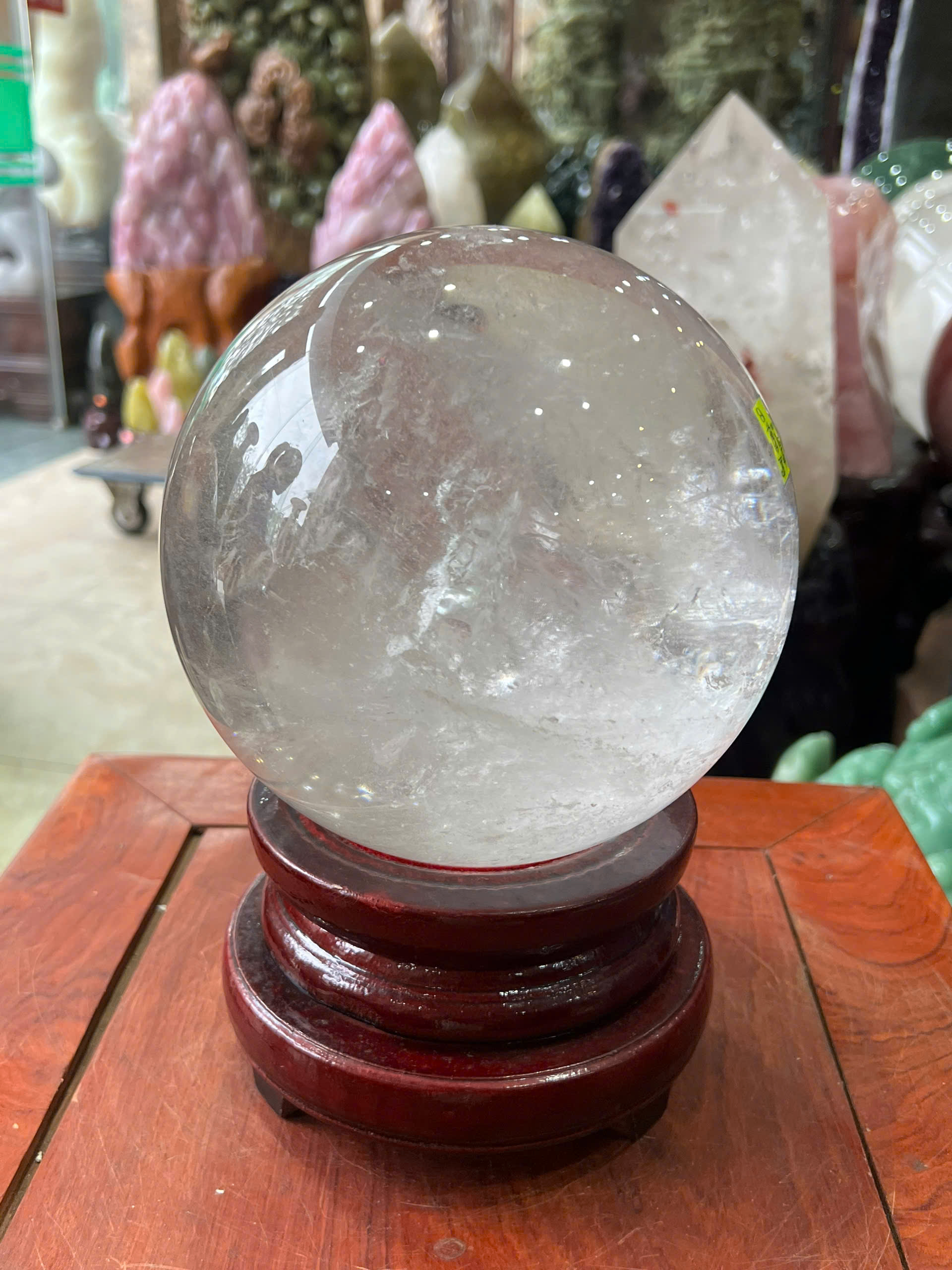 Quả Cầu Thạch Anh Trắng Trong 18cm Băng Tinh Tụ Khí, Thanh Tẩy Bình An