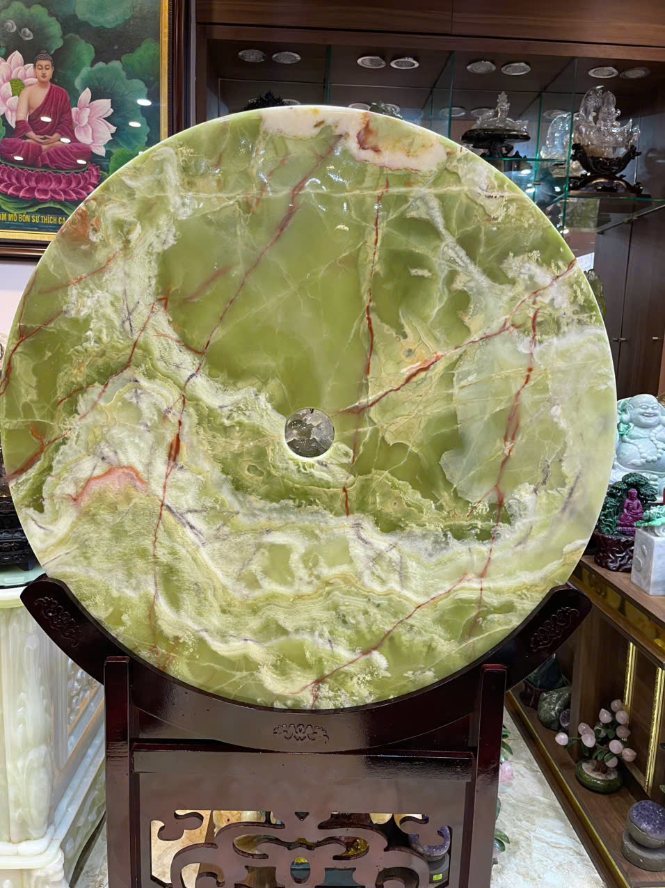 Đồng Tâm Ngọc Onyx Xanh Mộc Khí Hưng Vượng, Tụ Sinh Khí Chiêu Tài