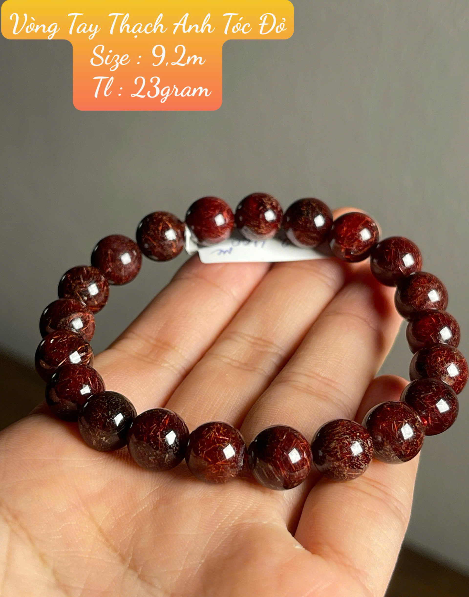 Vòng Tay Thạch Anh Tóc Đỏ Rực Rỡ Sinh Khí, Hạnh Phúc Viên Mãn