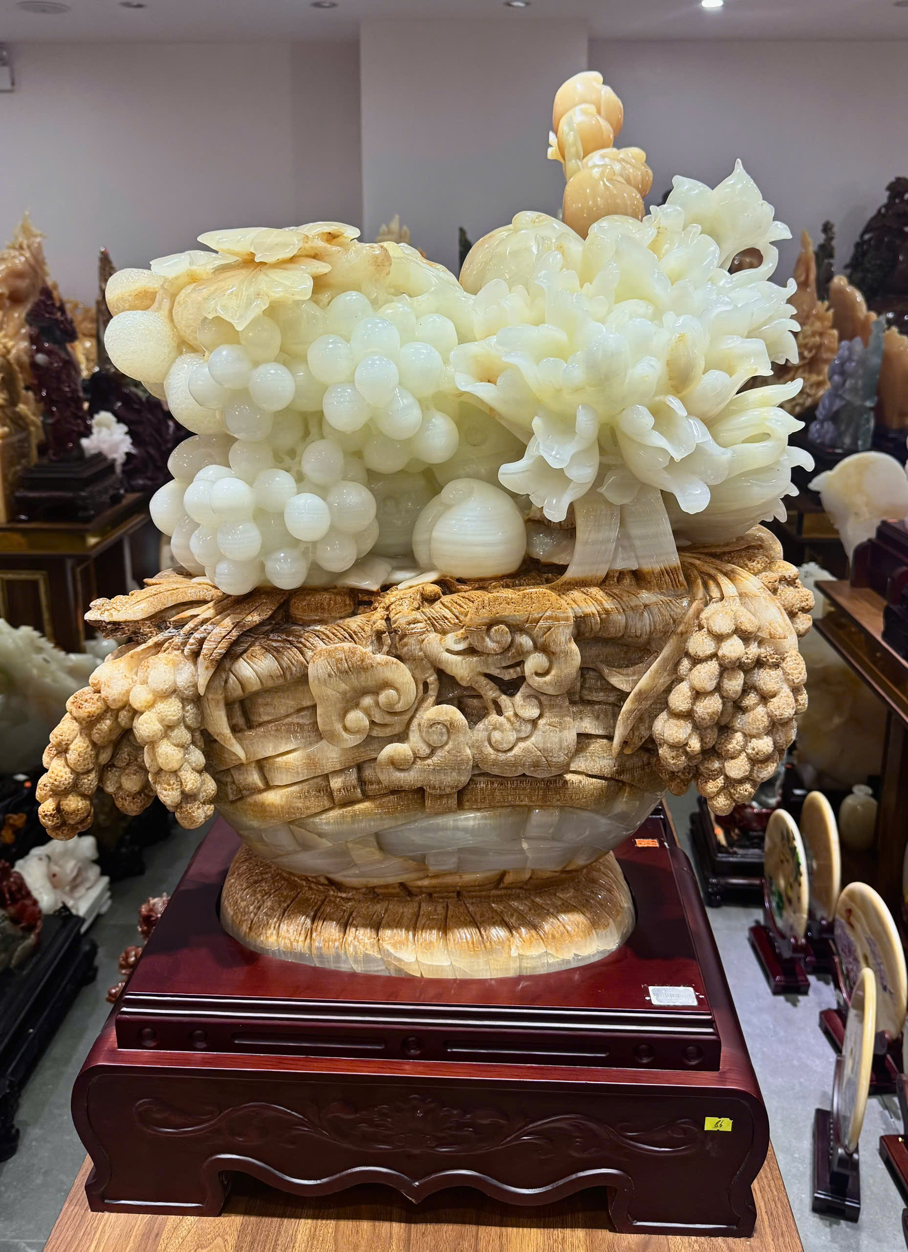 Giỏ Hoa Phú Quý Ngọc Onyx Kiệt Tác Đại Trạch Chiêu Tài Nạp Phúc