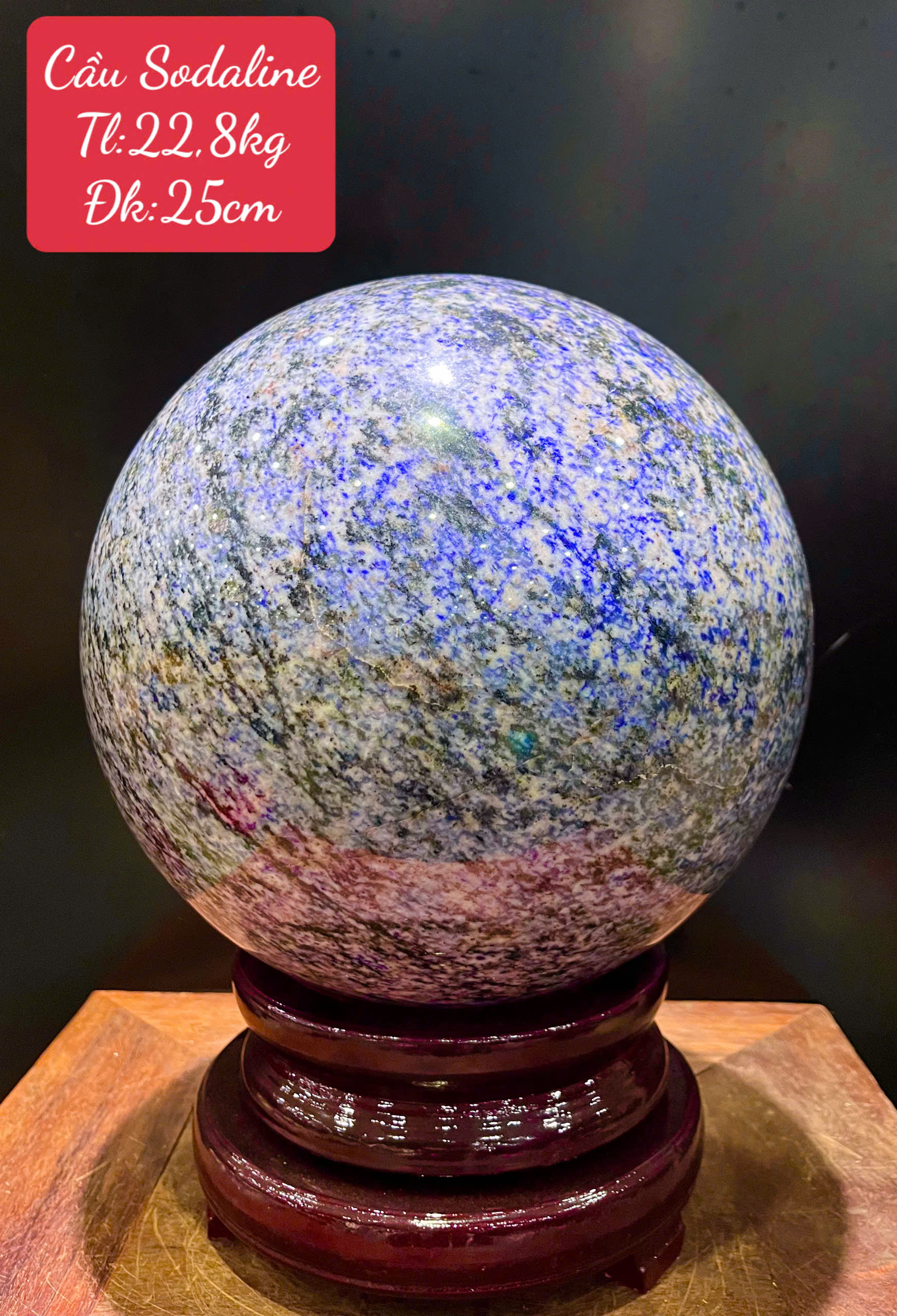Quả Cầu Đá Sodalite 25cm Sắc Lam Trí Tuệ, Khơi Thông Viễn Cảnh