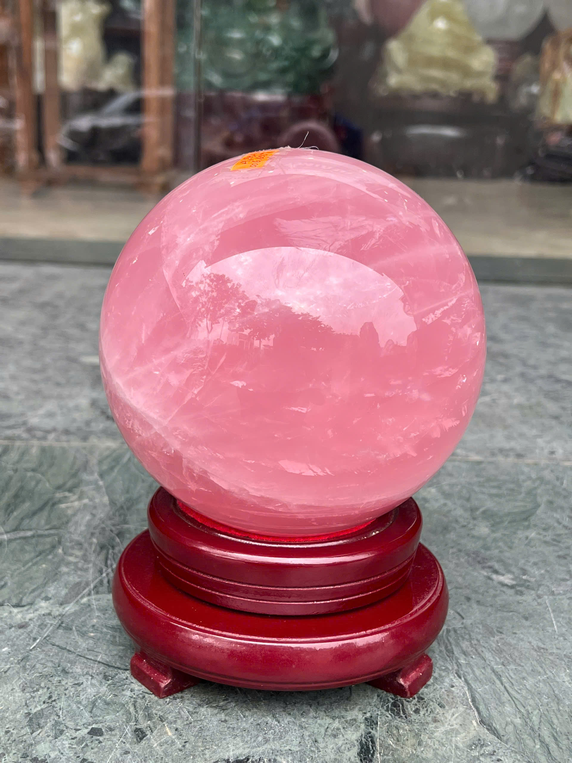 Quả Cầu Thạch Anh Hồng 14,5cm Sắc Hồng Trong Ngọt Ngào, Gắn Kết Nhân Duyên
