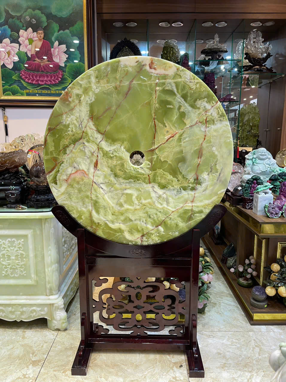 Đồng Tâm Ngọc Onyx Xanh Mộc Khí Hưng Vượng, Tụ Sinh Khí Chiêu Tài