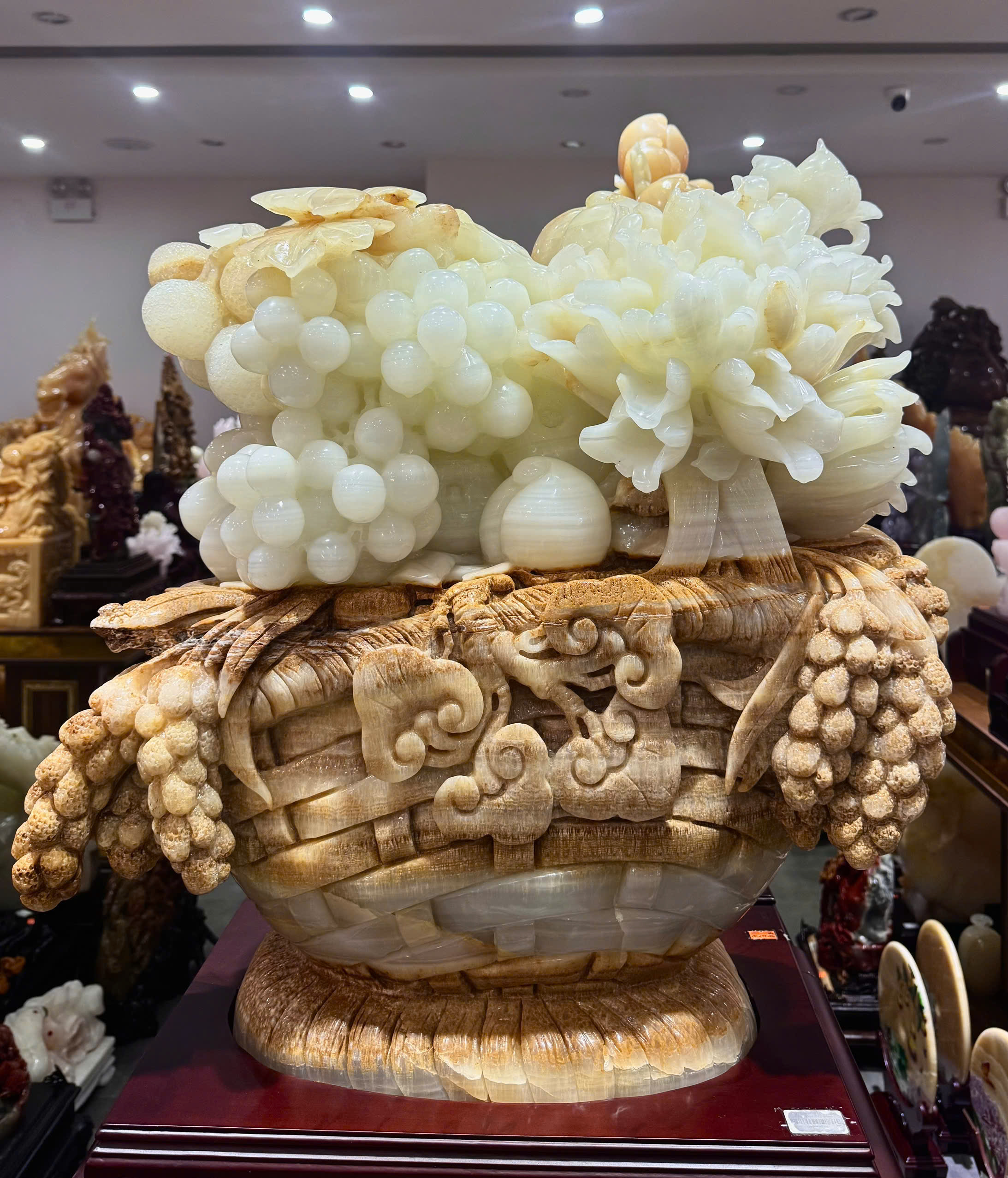 Giỏ Hoa Phú Quý Ngọc Onyx Kiệt Tác Đại Trạch Chiêu Tài Nạp Phúc
