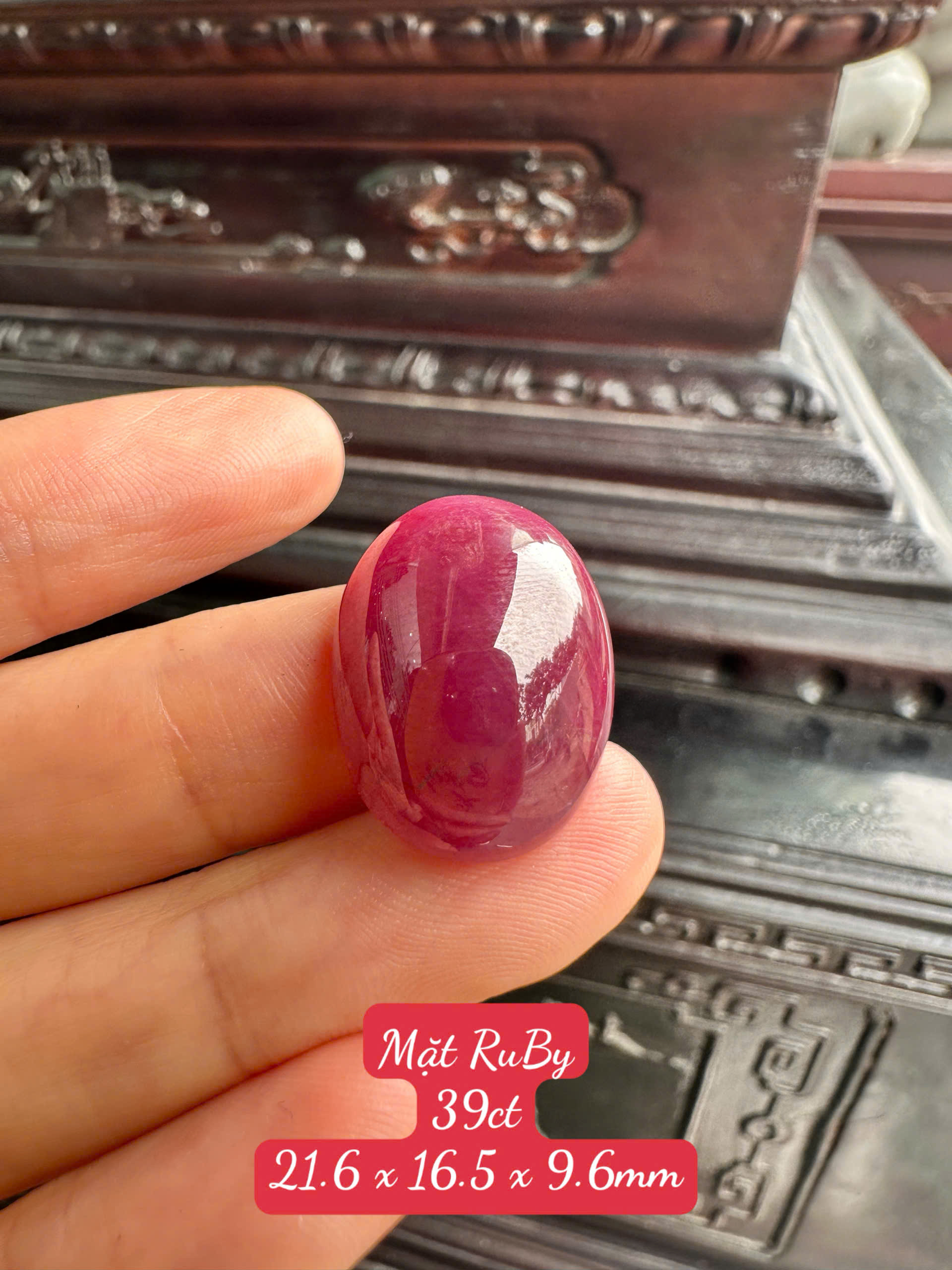 Mặt Trứng Đá Quý Ruby Tự Nhiên Vương Giả Thời Thượng, May Mắn Tối Cao