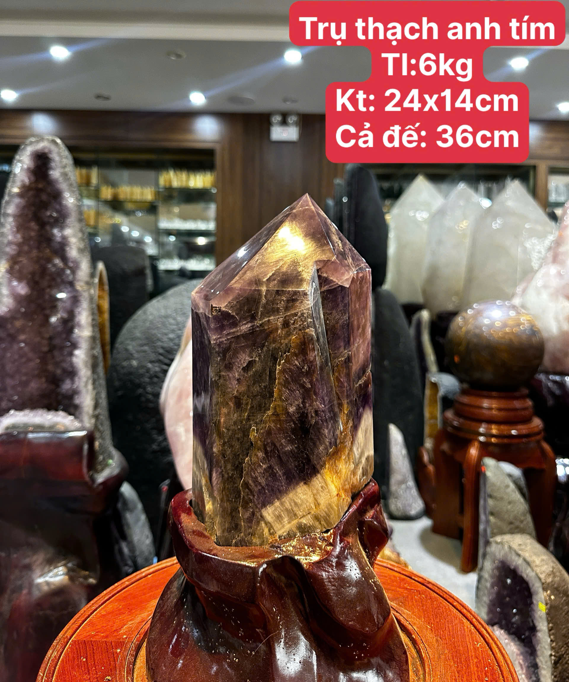 Trụ Thạch Anh Tím Nguyên Khối Chiêu Tài Tụ Khí & Bảo Trợ Gia Đạo Bình An