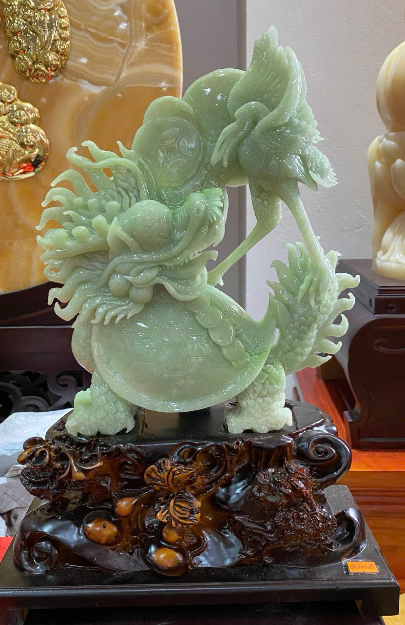 Tiên Hạc Cưỡi Long Quy Ngọc Serpentine Trường Thọ An Phong, Hưng Vượng Sự Nghiệp