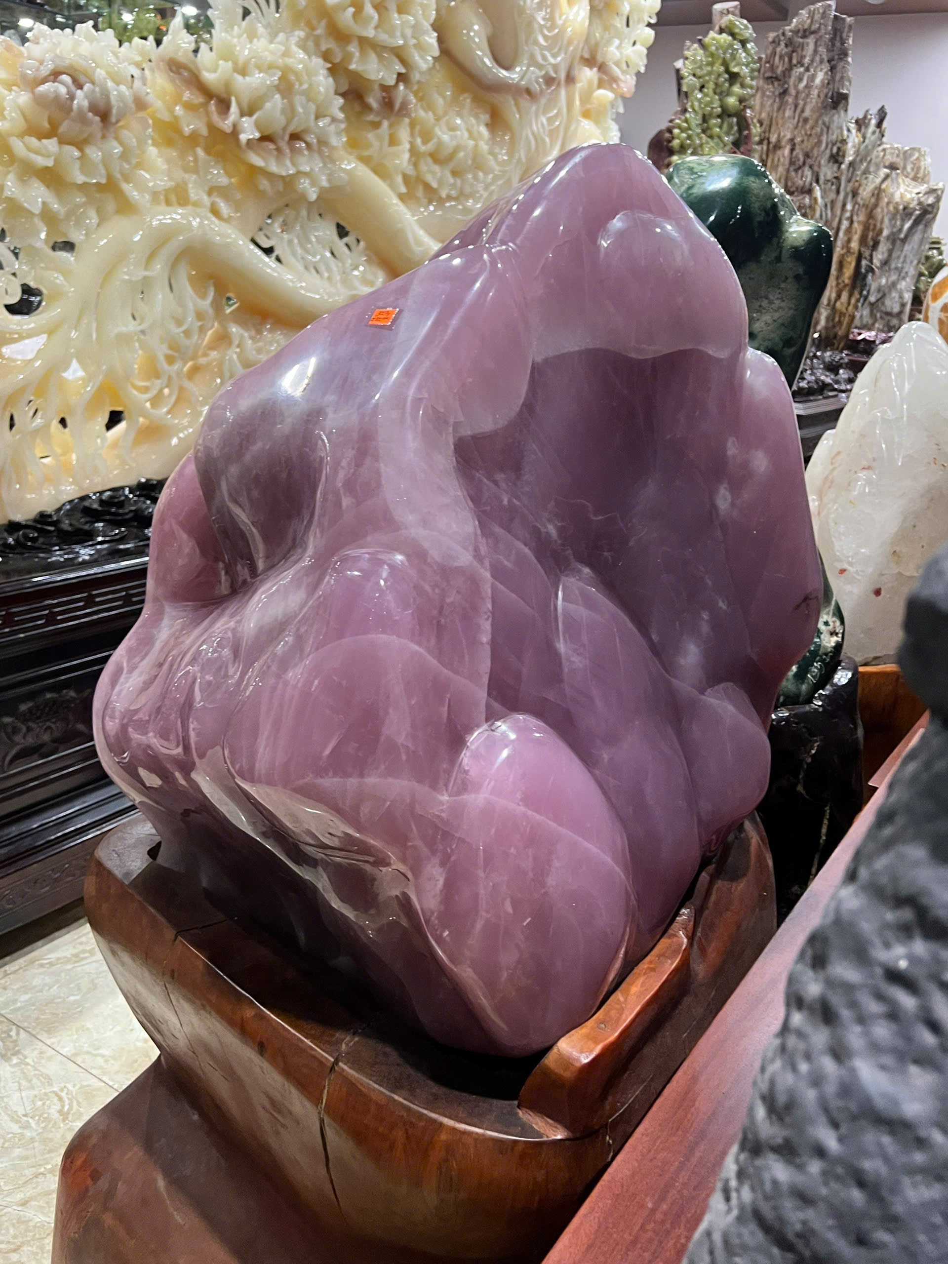 Khối Đại Cảnh Thạch Anh Hồng Đại Bảo Vật Trấn Trạch Tụ Sinh Khí
