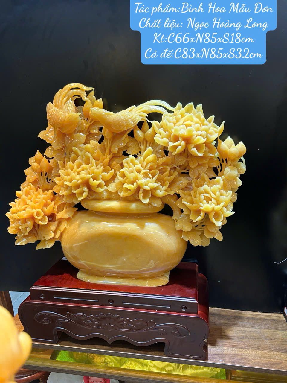Bình Hoa Mẫu Đơn Ngọc Hoàng Long Hoàng Kim Cát Tường, Phú Quý Mãn Đường