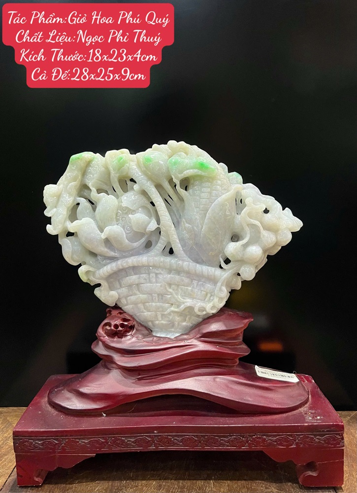 Giỏ Hoa Phú Quý Ngọc Phỉ Thuý Tự Nhiên - Quà Tặng Sếp Lớn