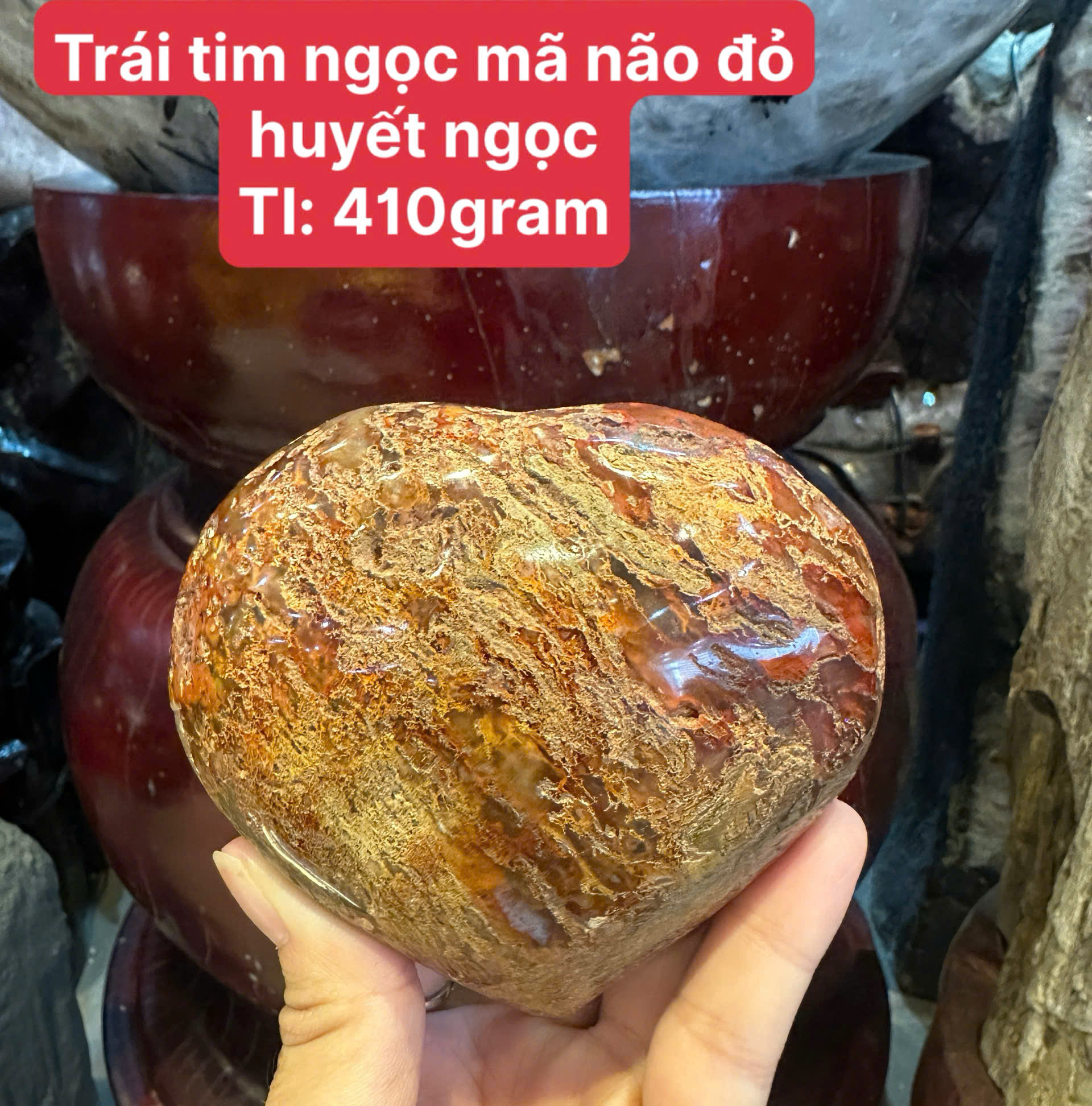 Trái Tim Ngọc Mã Não Huyết Ngọc Trấn Tài Khai Sinh Khí