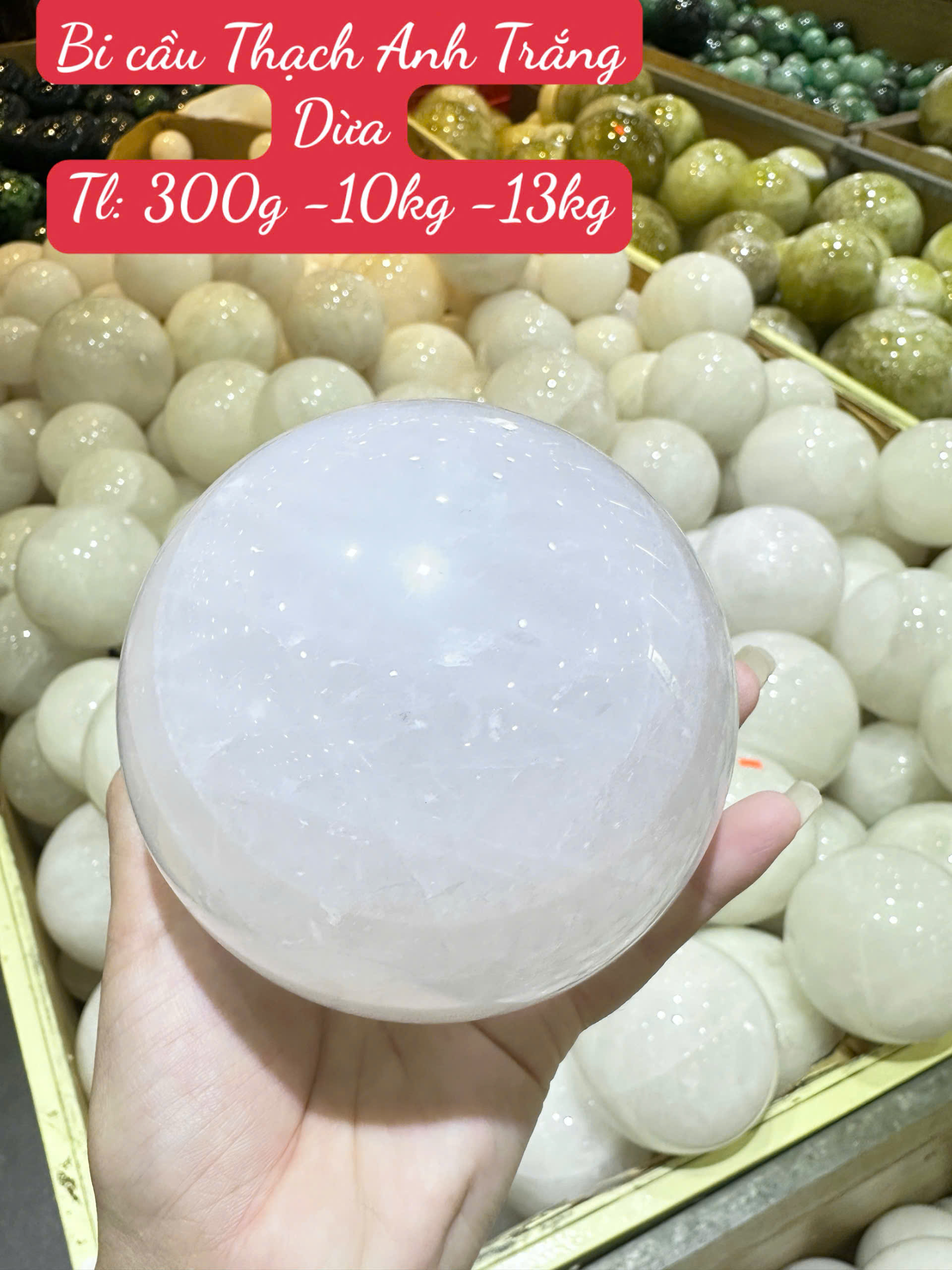 SLL Quả Cầu Thạch Anh Trắng Dừa Bạch Ngọc Đương Thời, Trấn Trạch An Gia