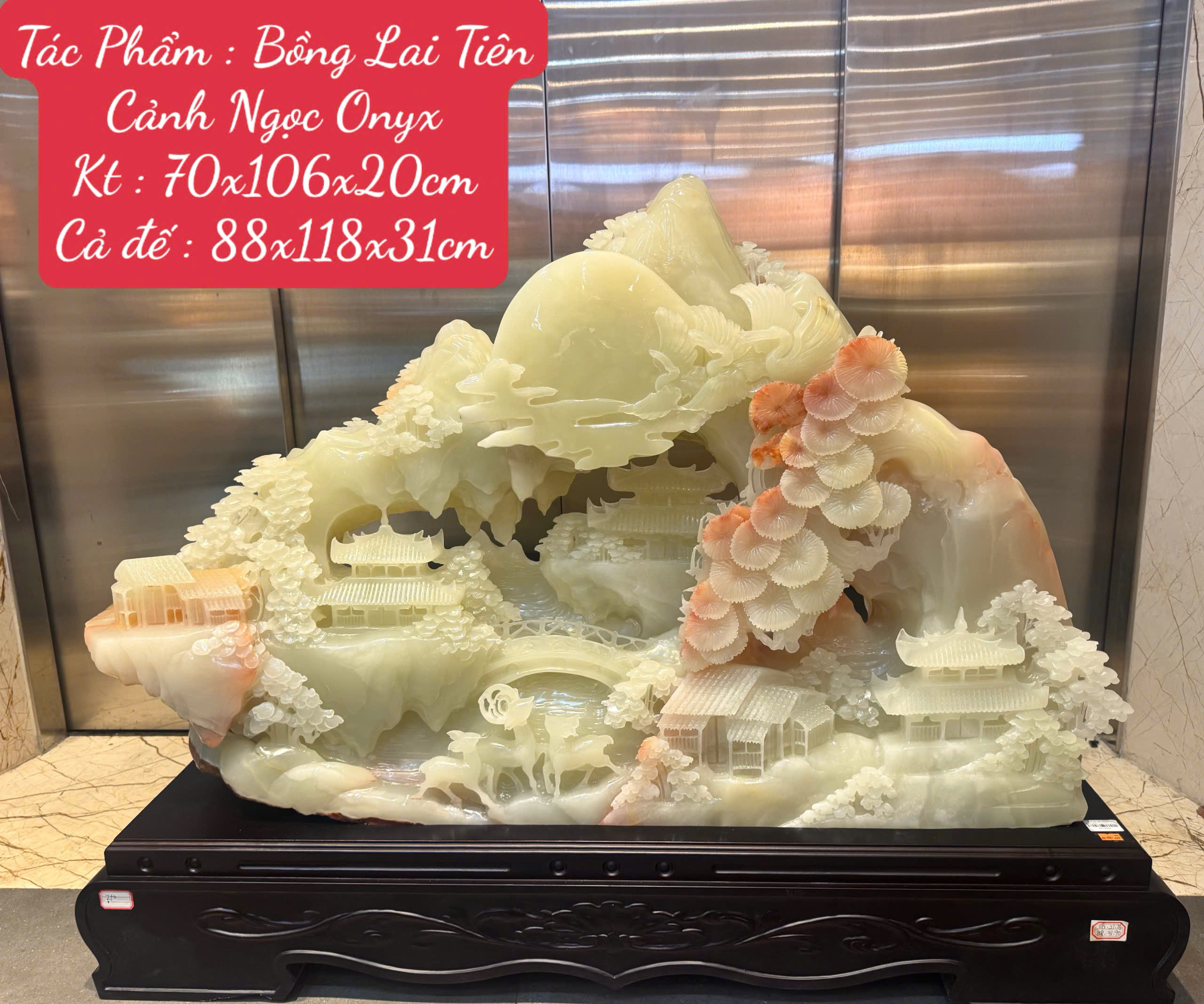 Bồng Lai Tiên Cảnh Ngọc Onyx Tuyệt Tác Sơn Thủy Khai Mở Trường Sinh Khí