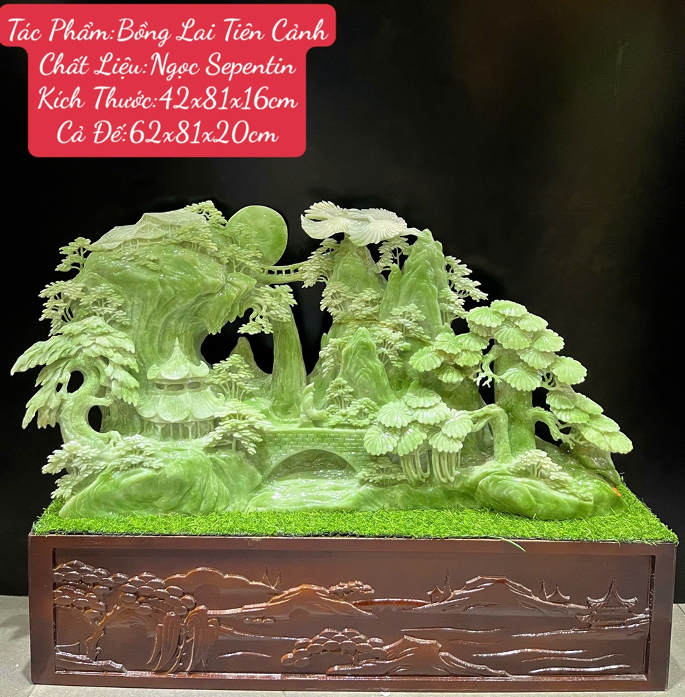 Bồng Lai Tiên Cảnh Ngọc Serpentine Cho Phòng Khách Sang Trọng