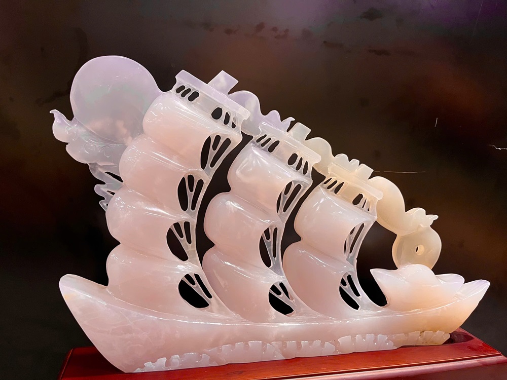 Thuận Buồm Xuôi Gió Ngọc Ngọc Onyx Hồng - Quà Tặng Sếp Cao Cấp