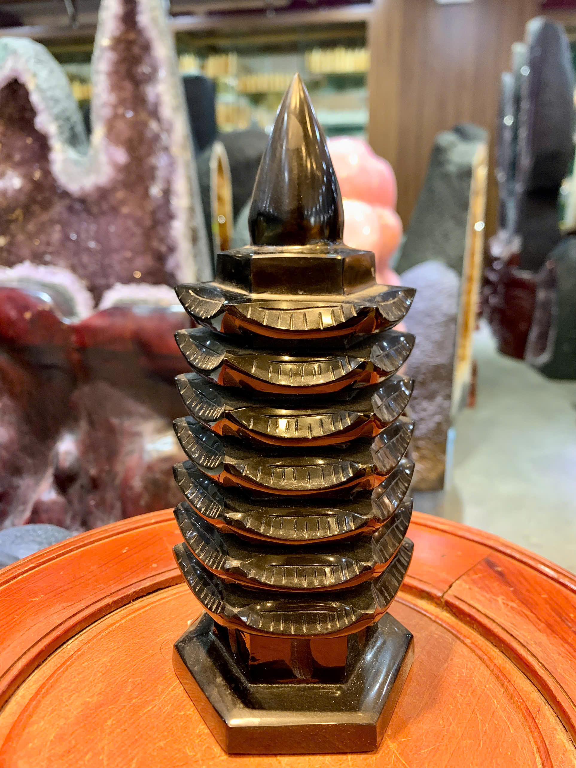 Tháp Văn Xương Ngọc Onyx Đen 7 Tầng Tích Tụ Linh Khí, Khai Mở Trí Tuệ