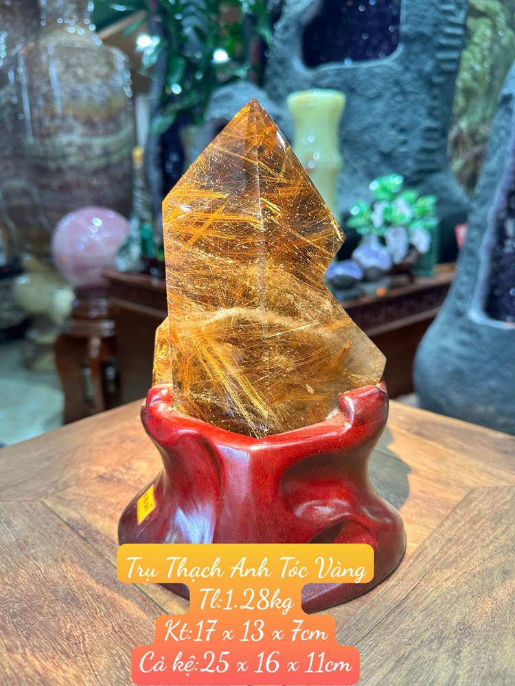 Trụ Thạch Anh Tóc Vàng VIP - Trang Trí Phong Khách Sang Trọng