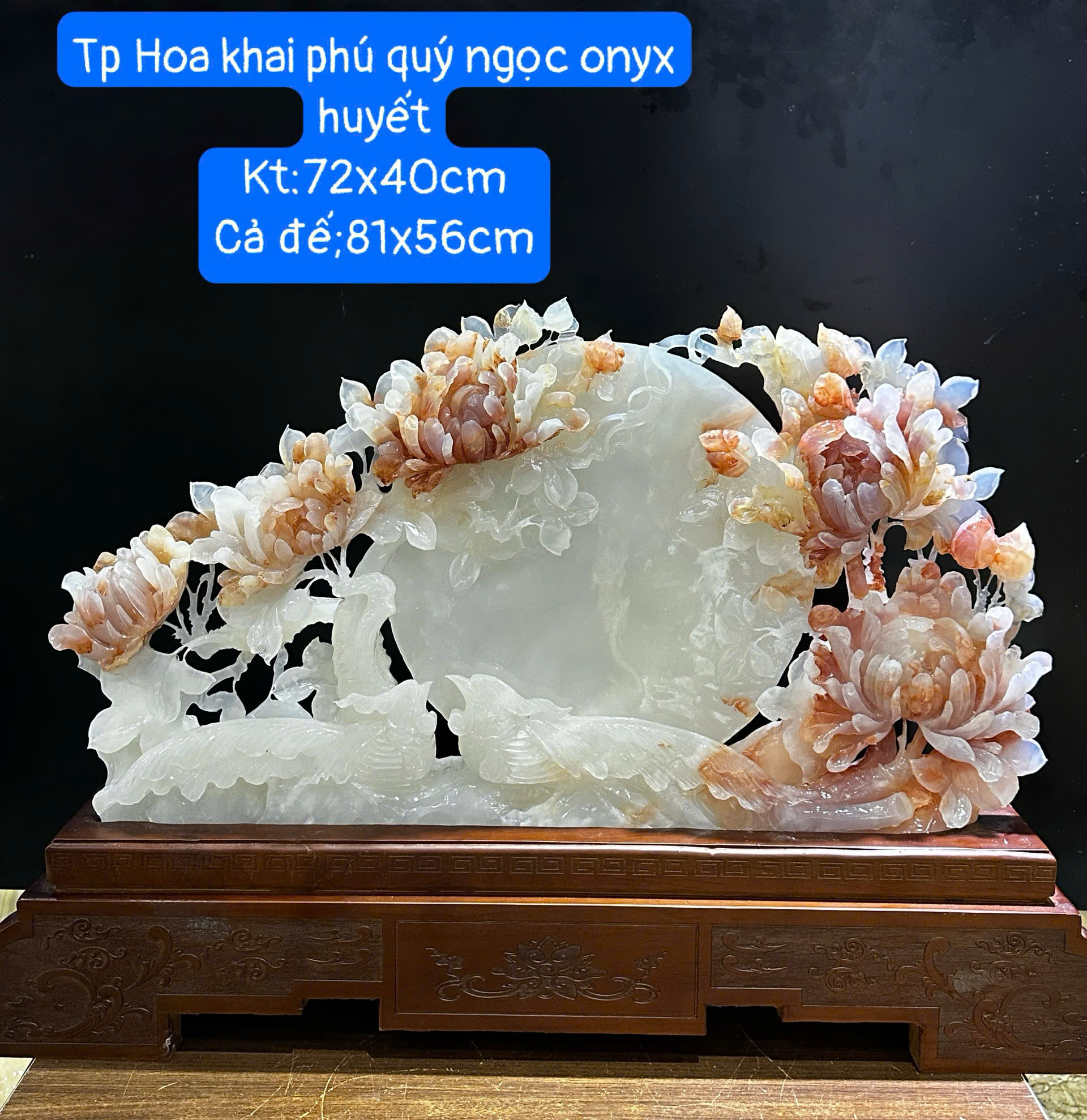Hoa Khai Phú Quý Ngọc Onyx Huyết Phú Quý Huy Hoàng, Vượng Khí Gia Môn