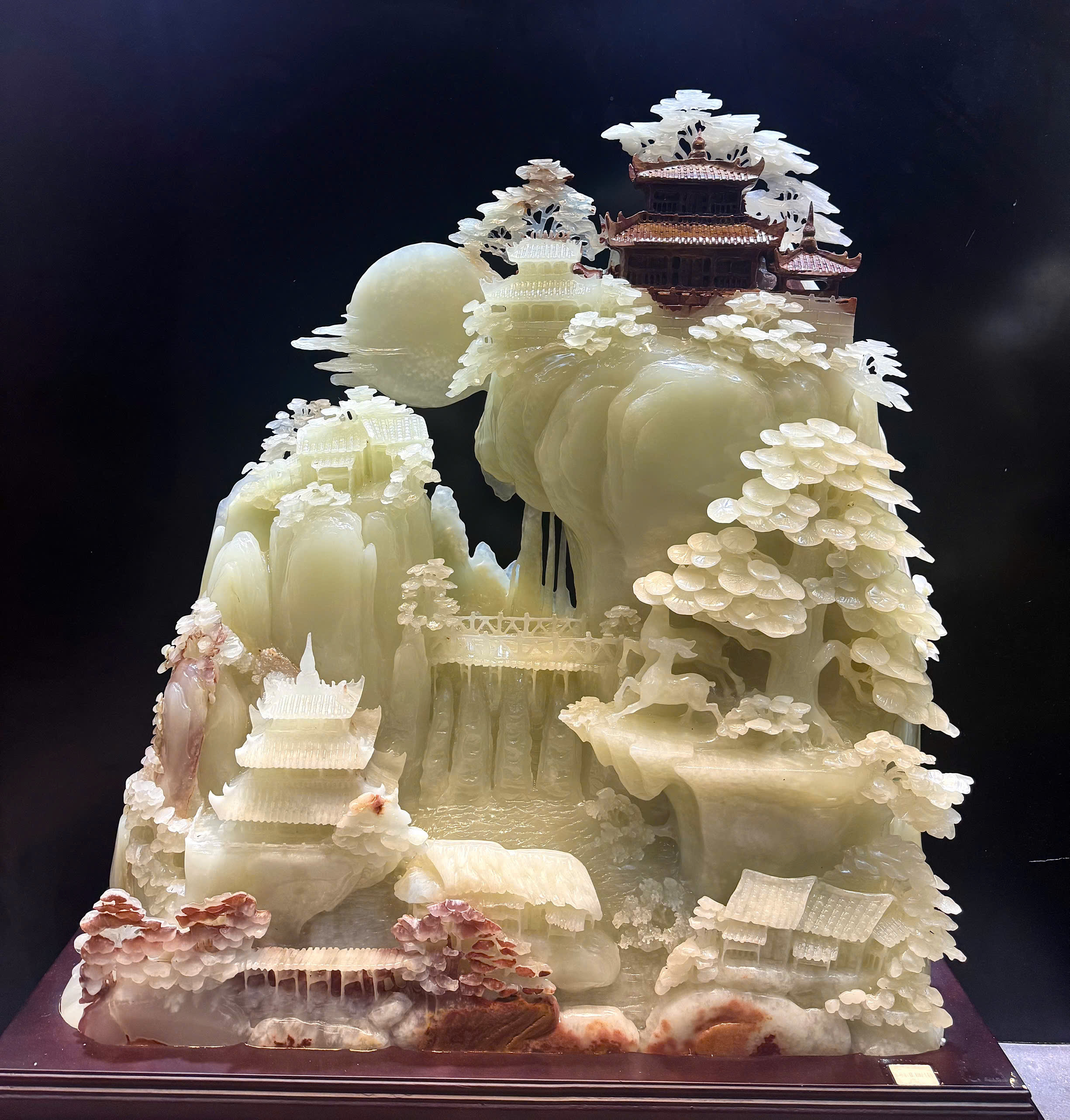 Bồng Lai Tiên Cảnh Ngọc Onyx Trực Cảnh Bảo Vật Sơn Thủy Hữu Tình