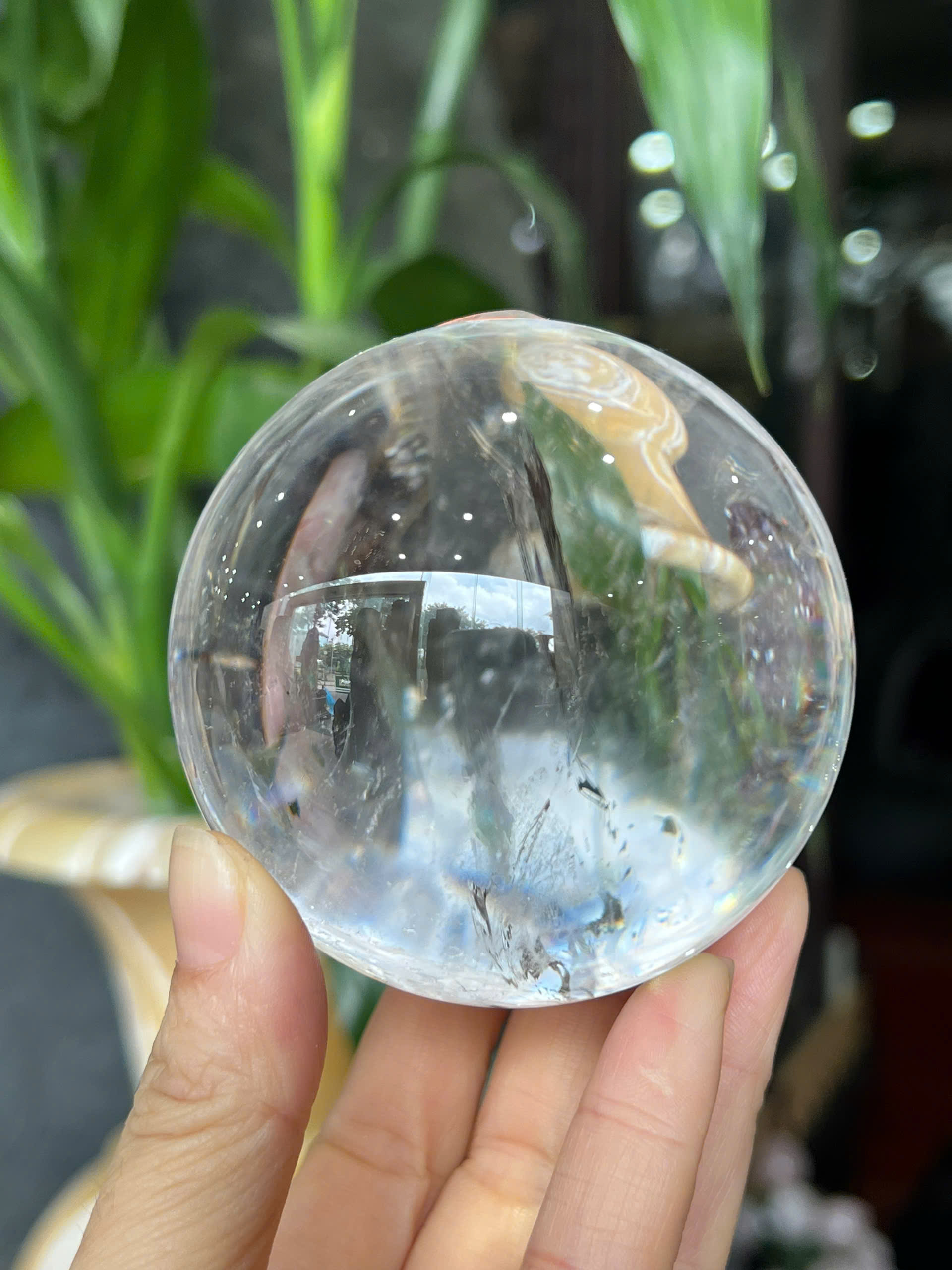 Quả Cầu Thạch Anh Trắng Trong 7.3cm Tinh Thể Pha Lê, Khơi Nguồn Linh Cảm