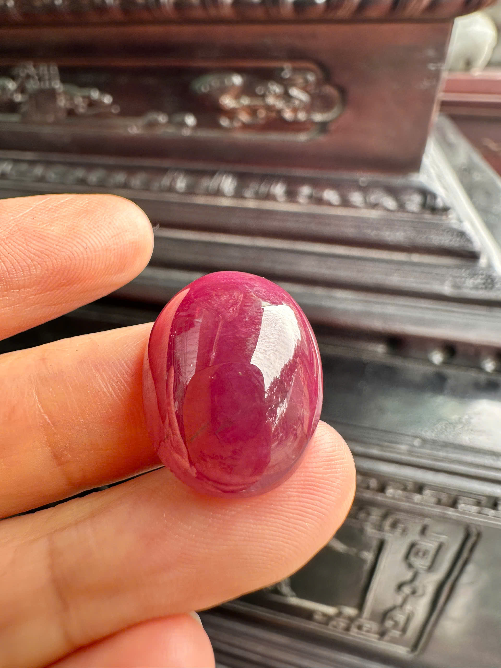 Mặt Trứng Đá Quý Ruby Tự Nhiên Vương Giả Thời Thượng, May Mắn Tối Cao