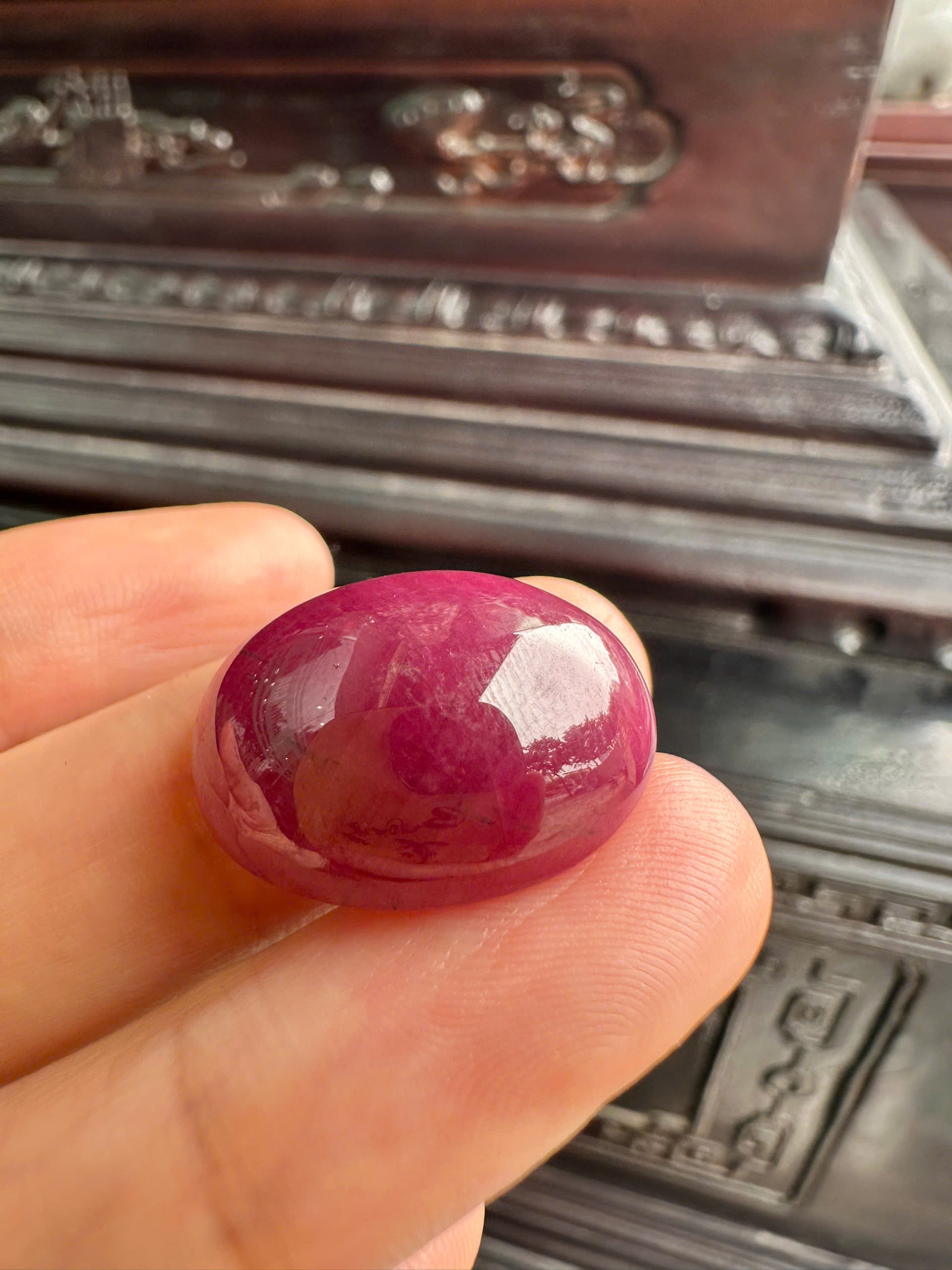 Mặt Trứng Đá Quý Ruby Tự Nhiên Vương Giả Thời Thượng, May Mắn Tối Cao