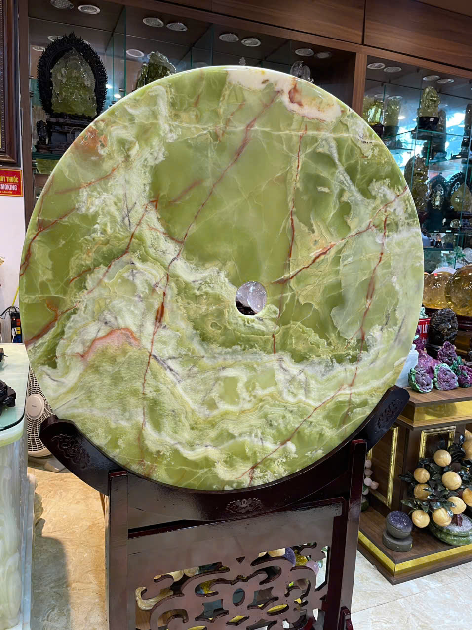 Đồng Tâm Ngọc Onyx Xanh Mộc Khí Hưng Vượng, Tụ Sinh Khí Chiêu Tài