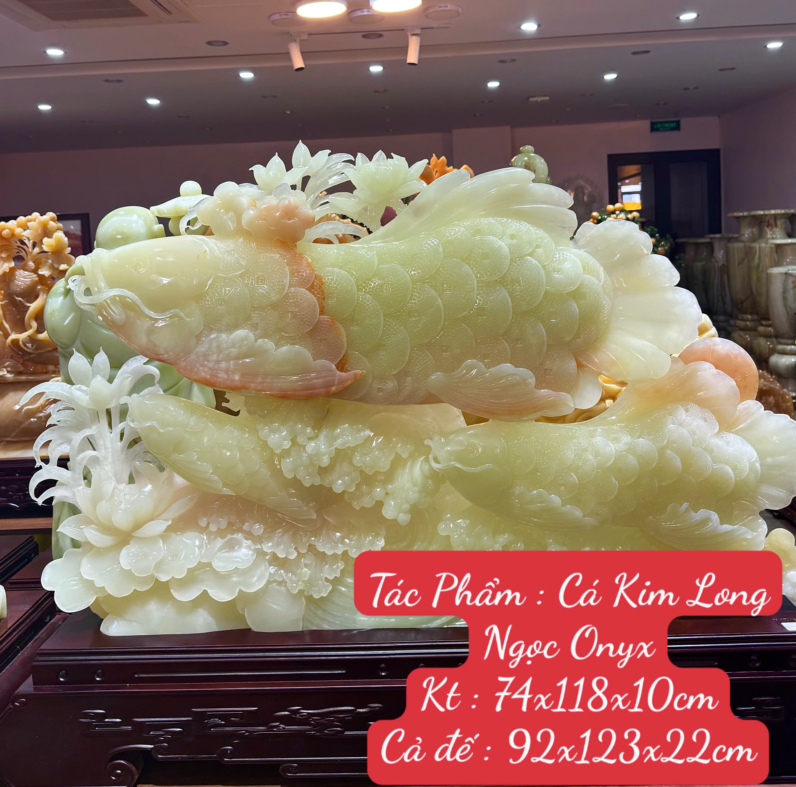 Cá Kim Long Ngọc Onyx Đại Tuyệt Tác Chiêu Tài Trấn Trạch