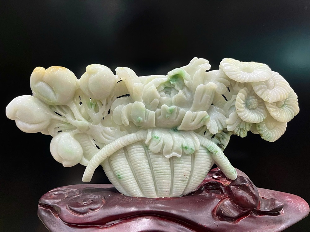 Giỏ Hoa Phú Quý Ngọc Phỉ Thuý Tự Nhiên - Quà Tặng Cao Cấp