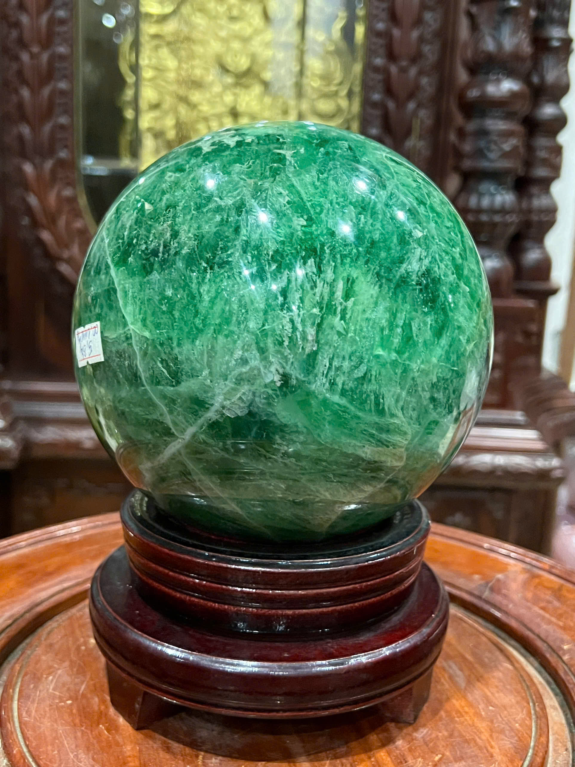 Quả Cầu Đá Fluorite Có Hốc Tụ Tài 15cm Tinh Hoa Đa Sắc, Độc Bản Tụ Bảo Lộc