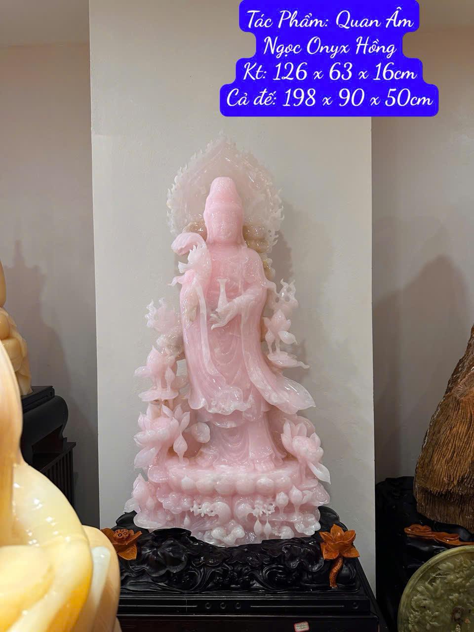Mẹ Quan Âm Ngọc Onyx Hồng - Tâm An Thiền Định