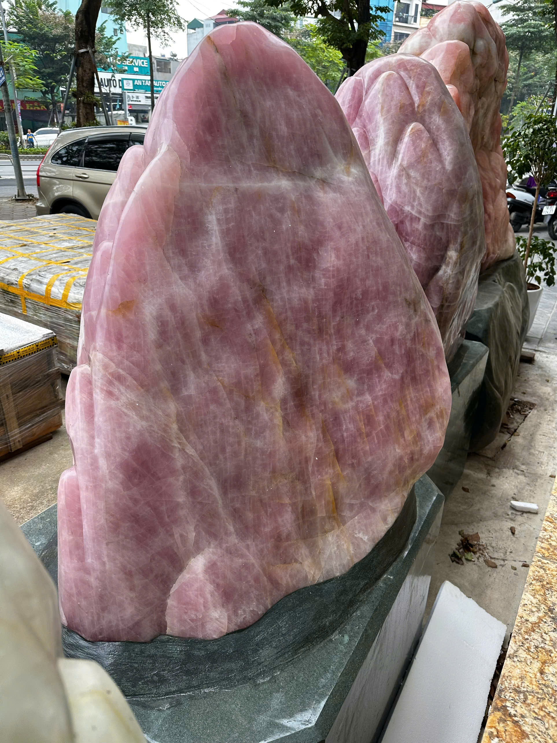 Đại Núi Cảnh Thạch Anh Hồng Siêu Bảo Vật Trấn Trạch Tụ Khí