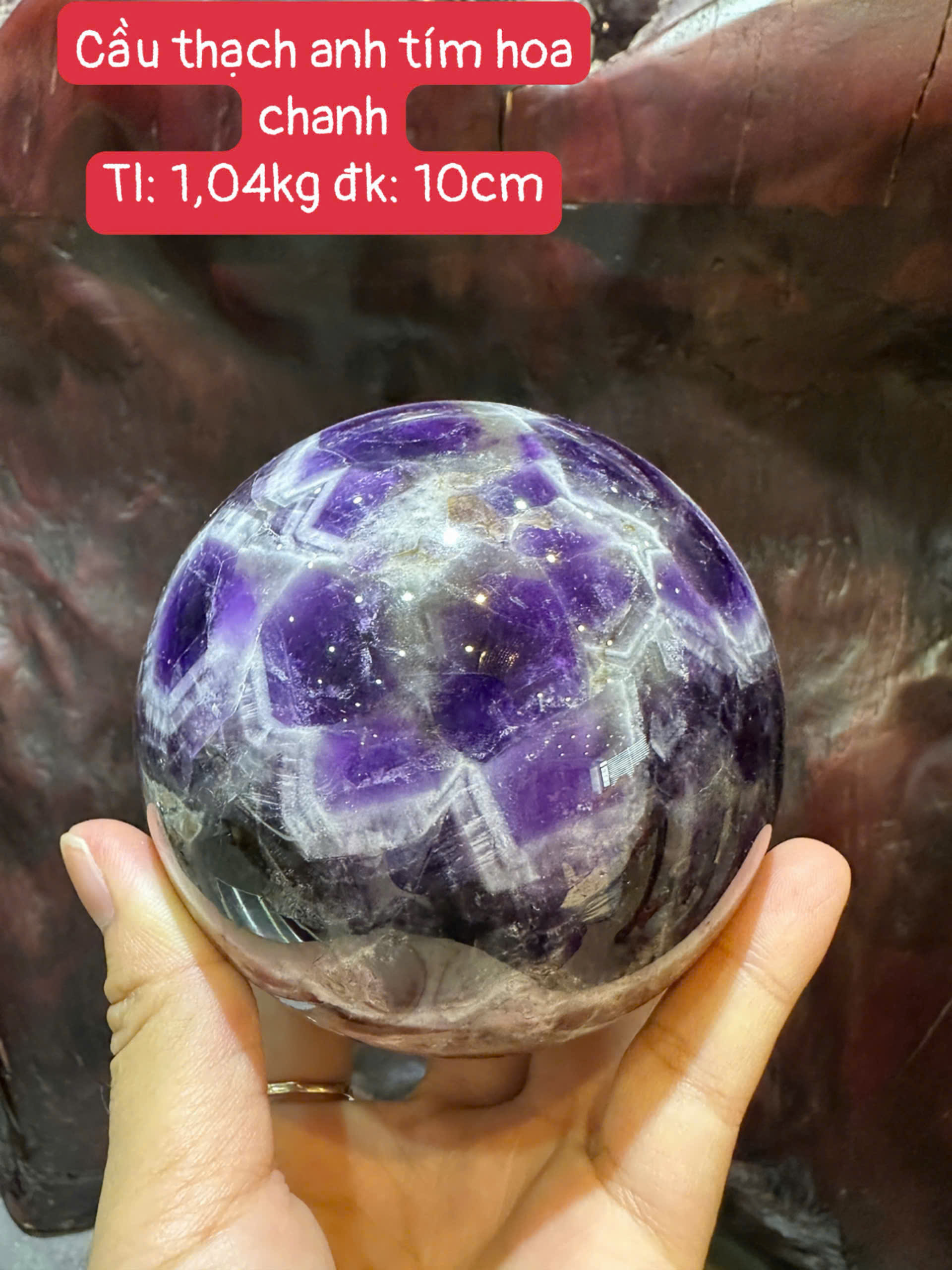 Quả Cầu Thạch Anh Tím Hoa Chanh 10cm Sắc Tím Đột Phá, Khơi Nguồn Trí Tuệ