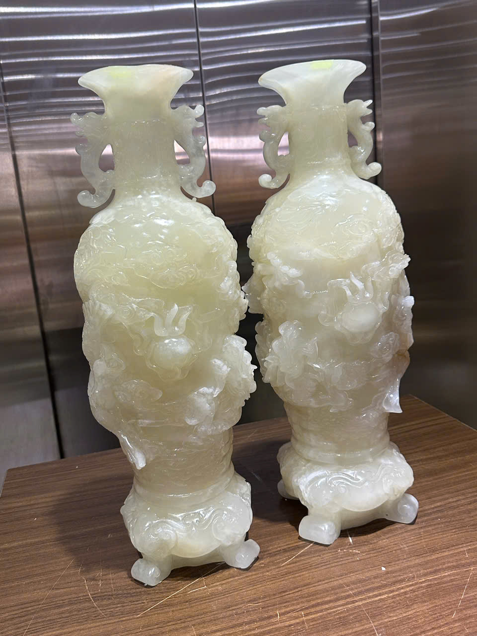 Cặp Lục Bình Long Phụng Ngọc Onyx Thăng Tiến Công Danh, Gia Đạo Viên Mãn