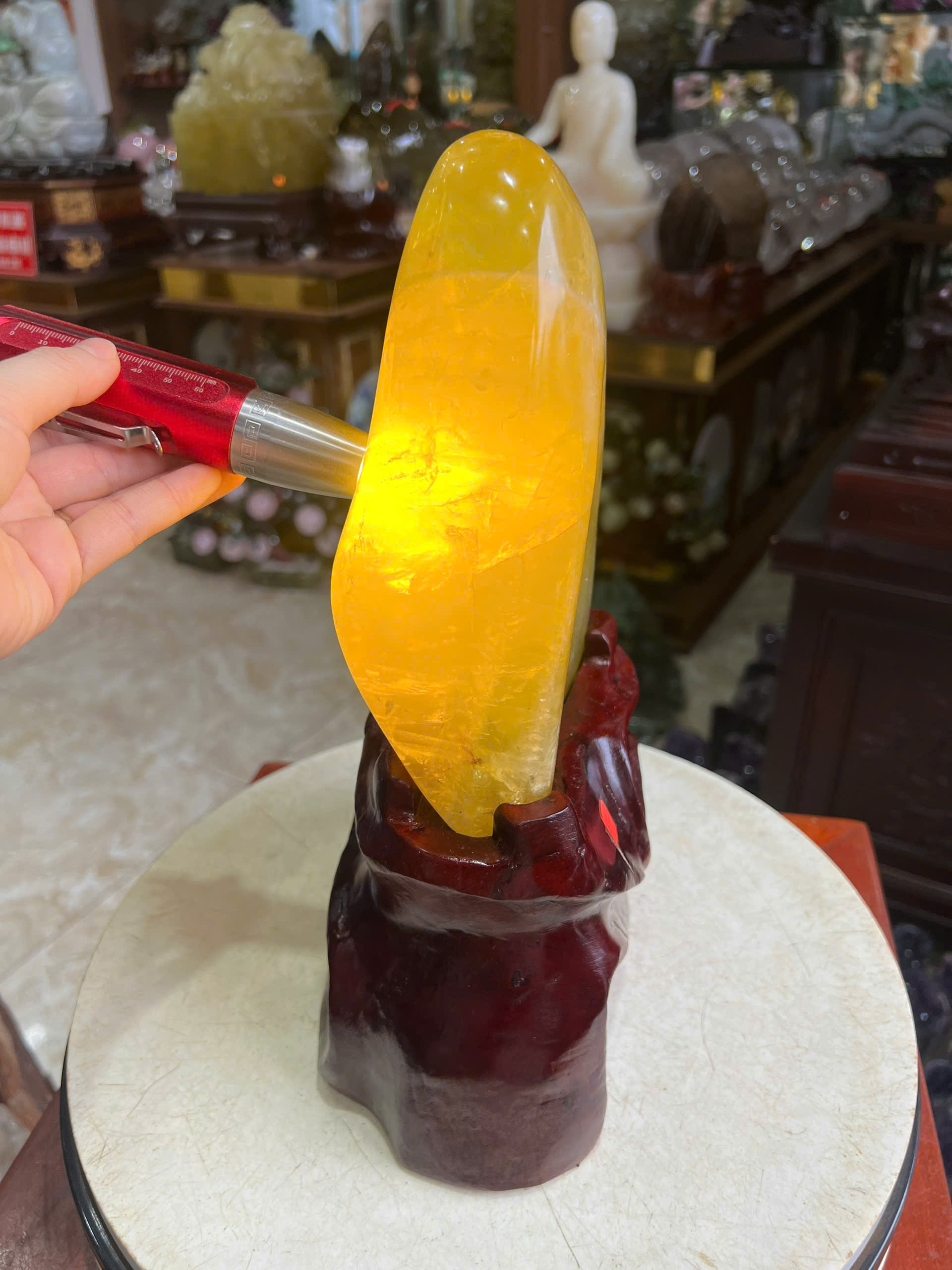Núi Cảnh Đá Thạch Anh Vàng Kim Quang Khai Tộc Tụ Tài Trấn Trạch