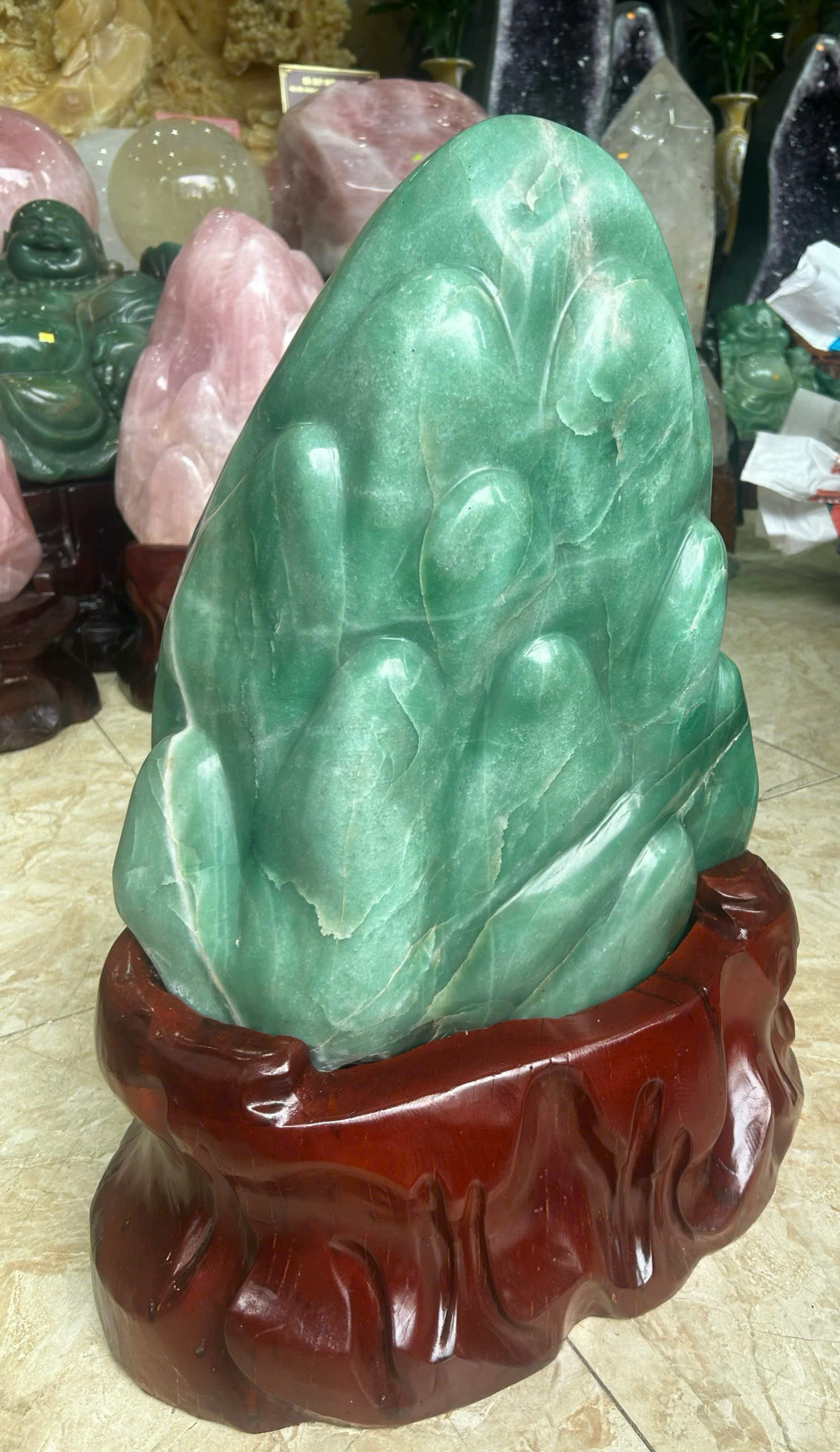 Khối Đại Cảnh Thạch Anh Xanh Đại Khối Bố Khí Sinh Tài