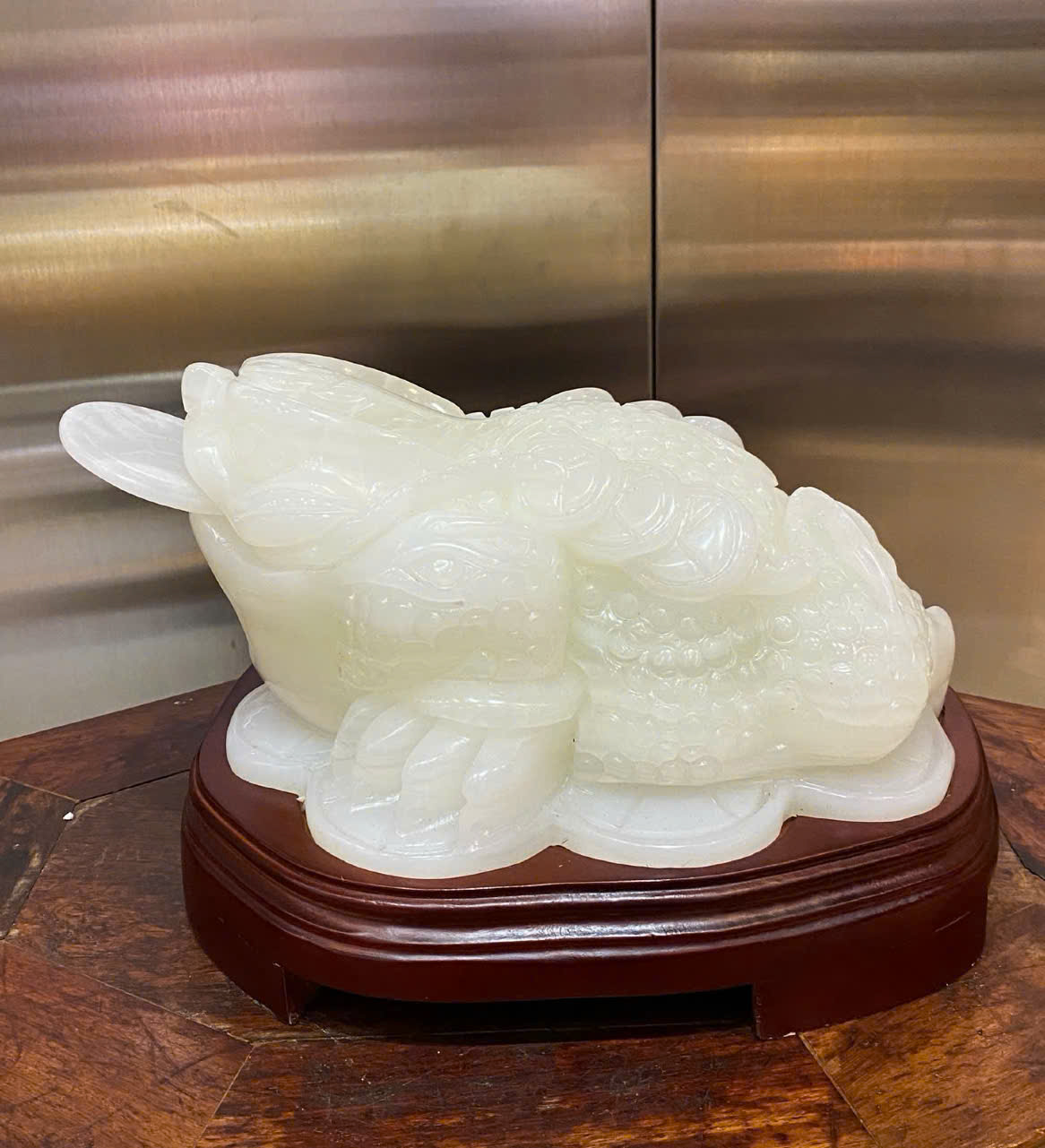 Thiềm Thừ Tài Lộc Ngọc Onyx Trắng Bạch Ngọc Cát Tường, Trấn Tụ Tiền Tài Gia Đạo An Yên