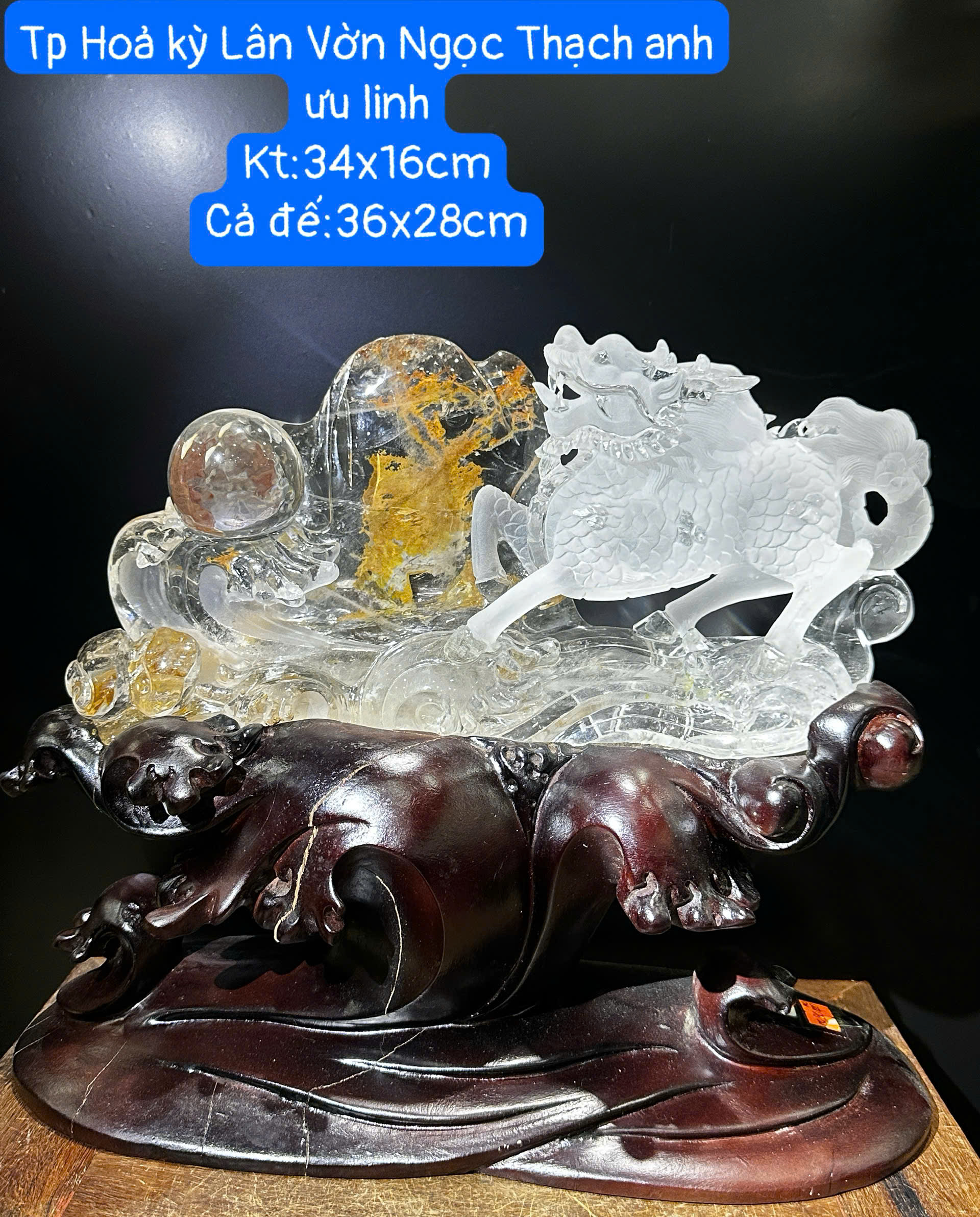 Hỏa Kỳ Lân vờn ngọc thạch anh ưu linh – Trấn tà hóa sát, chiêu cảm điềm lành và đem lại bình an viên mãn