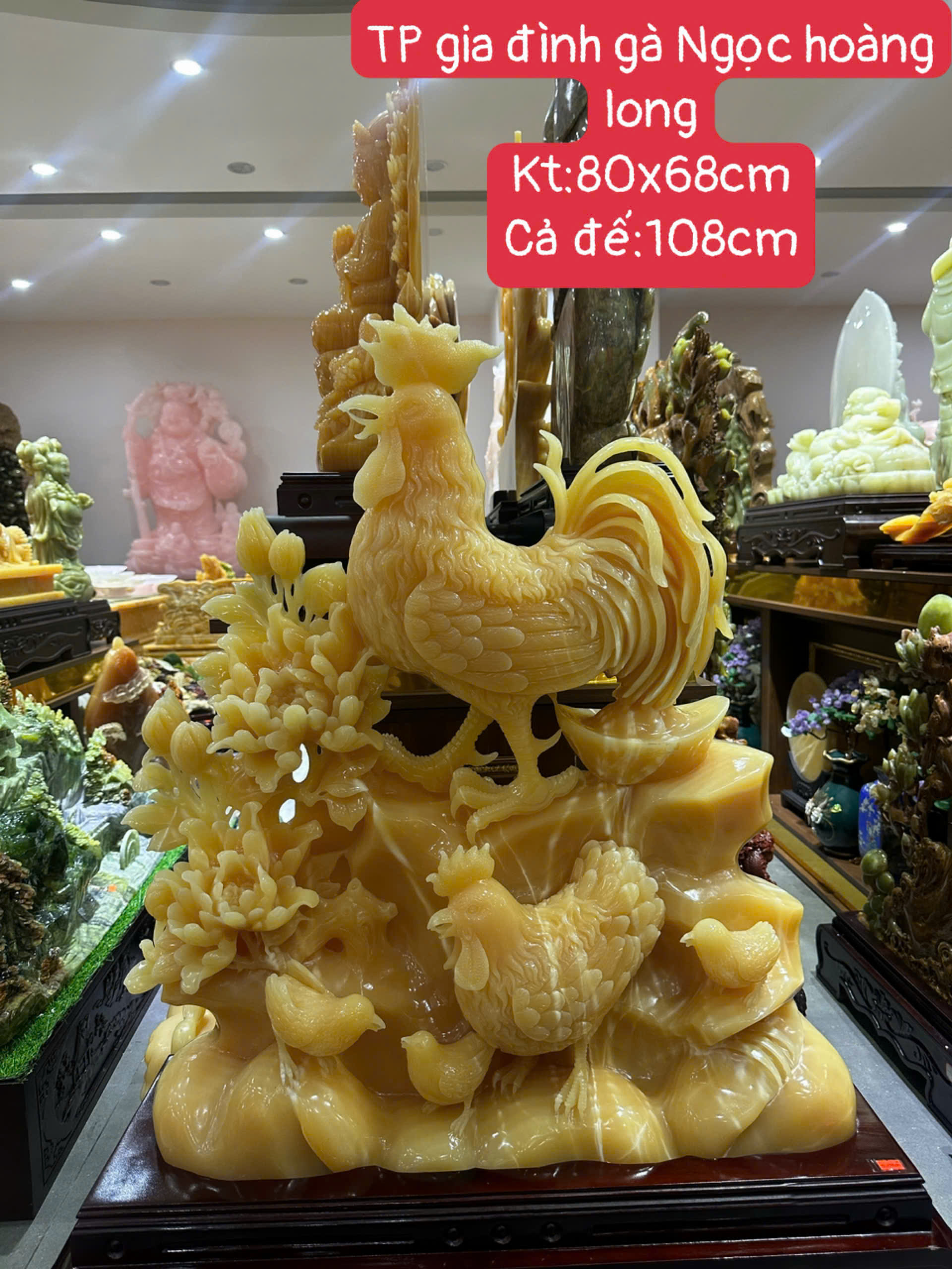 Tượng gia đình gà ngọc hoàng long – Biểu tượng gia đạo sung túc, gắn kết và tài lộc viên mãn